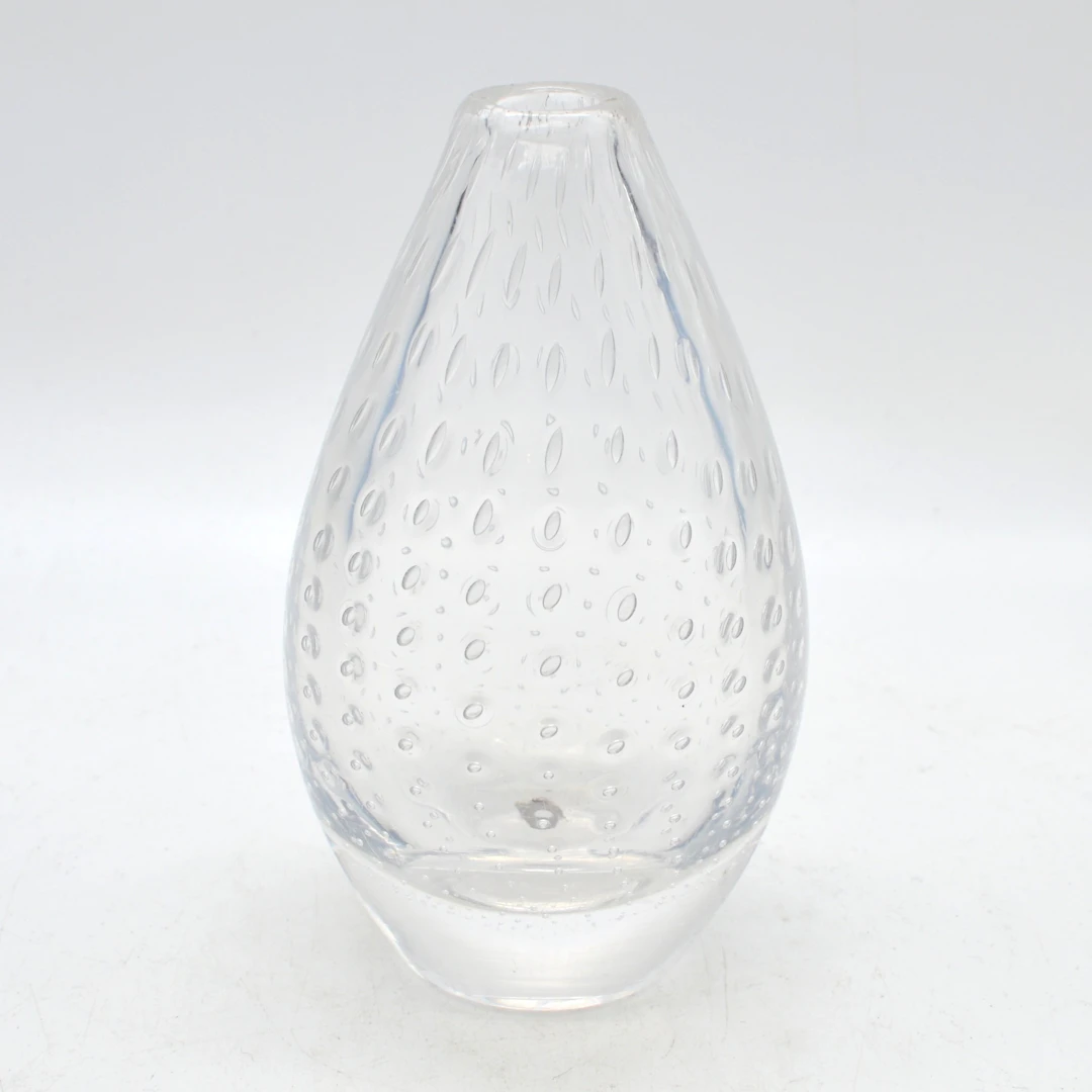 KRISTALLGLASWERKE HIRSCHBERG. VASE, STUDIOGLAS, TRANSPARENT, LUFTEINSCHLÜSSE