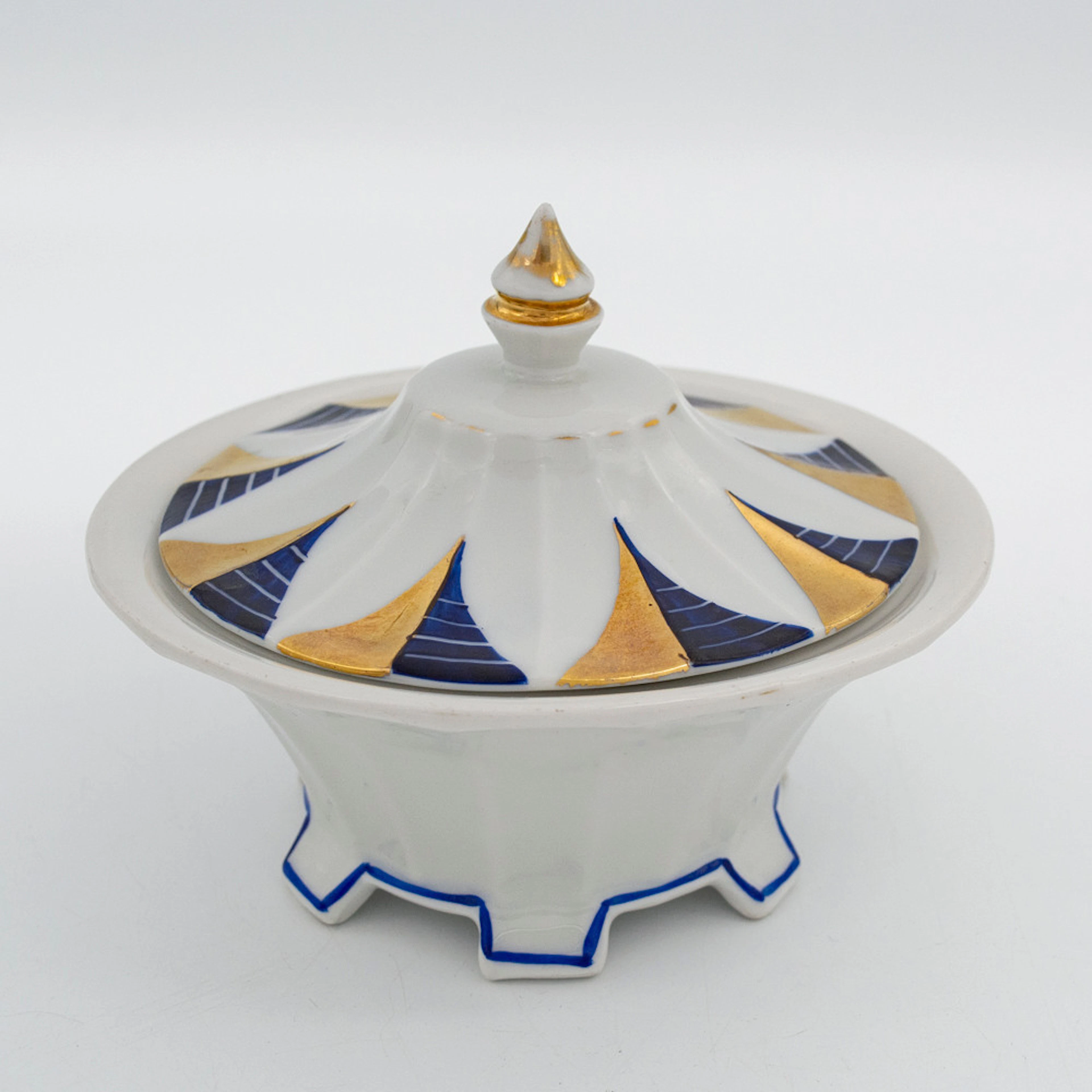 DECKELDOSE AUS PORZELLAN VON JACOB HERTEL REHAU, ART DECO, FARBEN