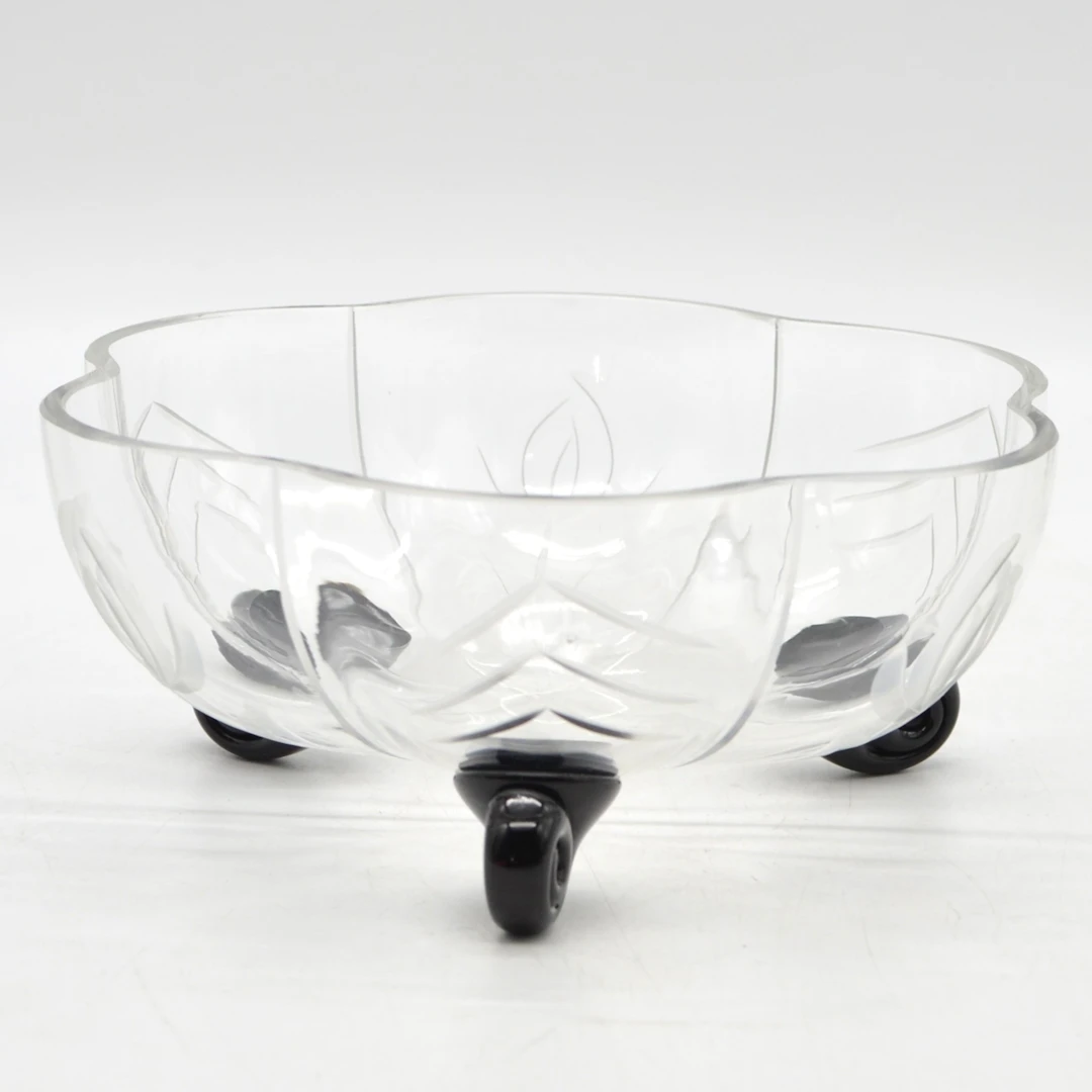 ART DECO SCHALE AUF DREI FÜSSEN, GLAS, HANDGESCHNITTEN, BÖHMEN, FRÜHES