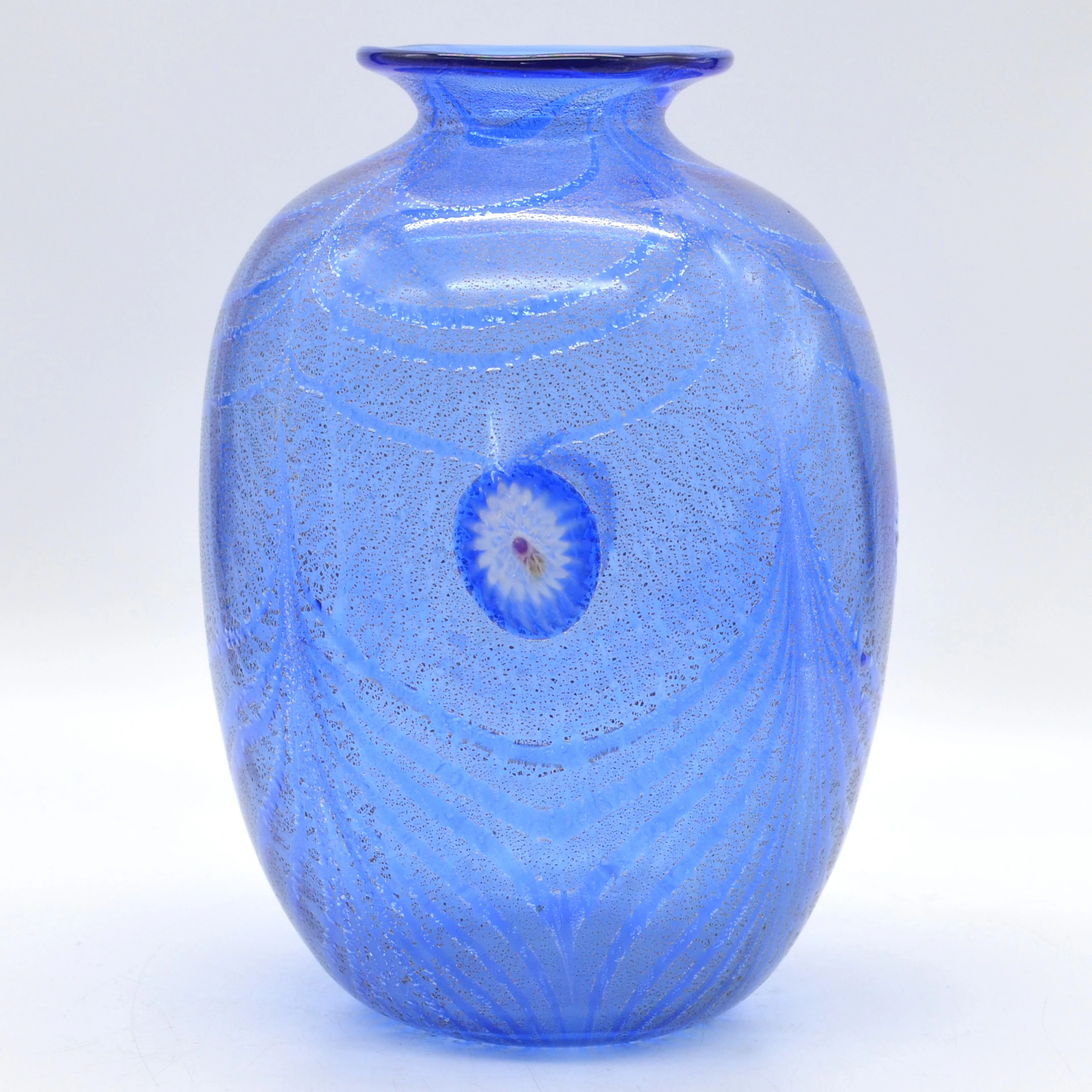 SERGIO TIOZZO. MURANO DESIGNERVASE, STUDIOGLAS, GOLD- UND SILBERPLATZFOLIE