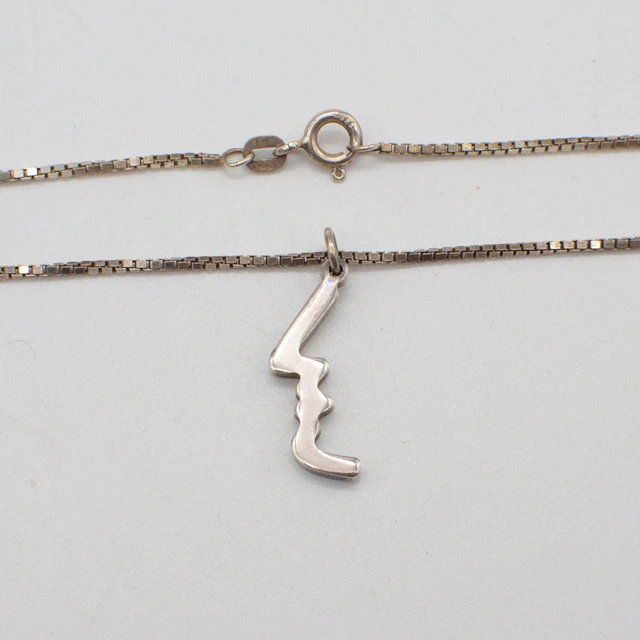 DESIGNERCOLLIER AUS STERLINGSILBER, ABSTRAKTES GESICHT, VENEZIANERKETTE