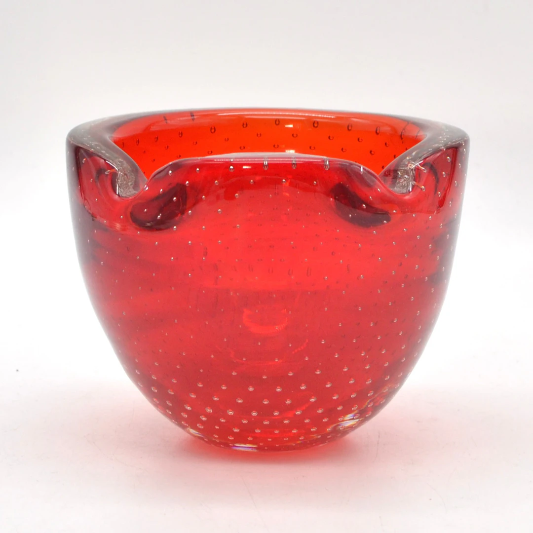 MURANO GLAS SCHALE, MEHRFACHES STUDIOGLAS, ROT-TRANSPARENT, SOMMERSO