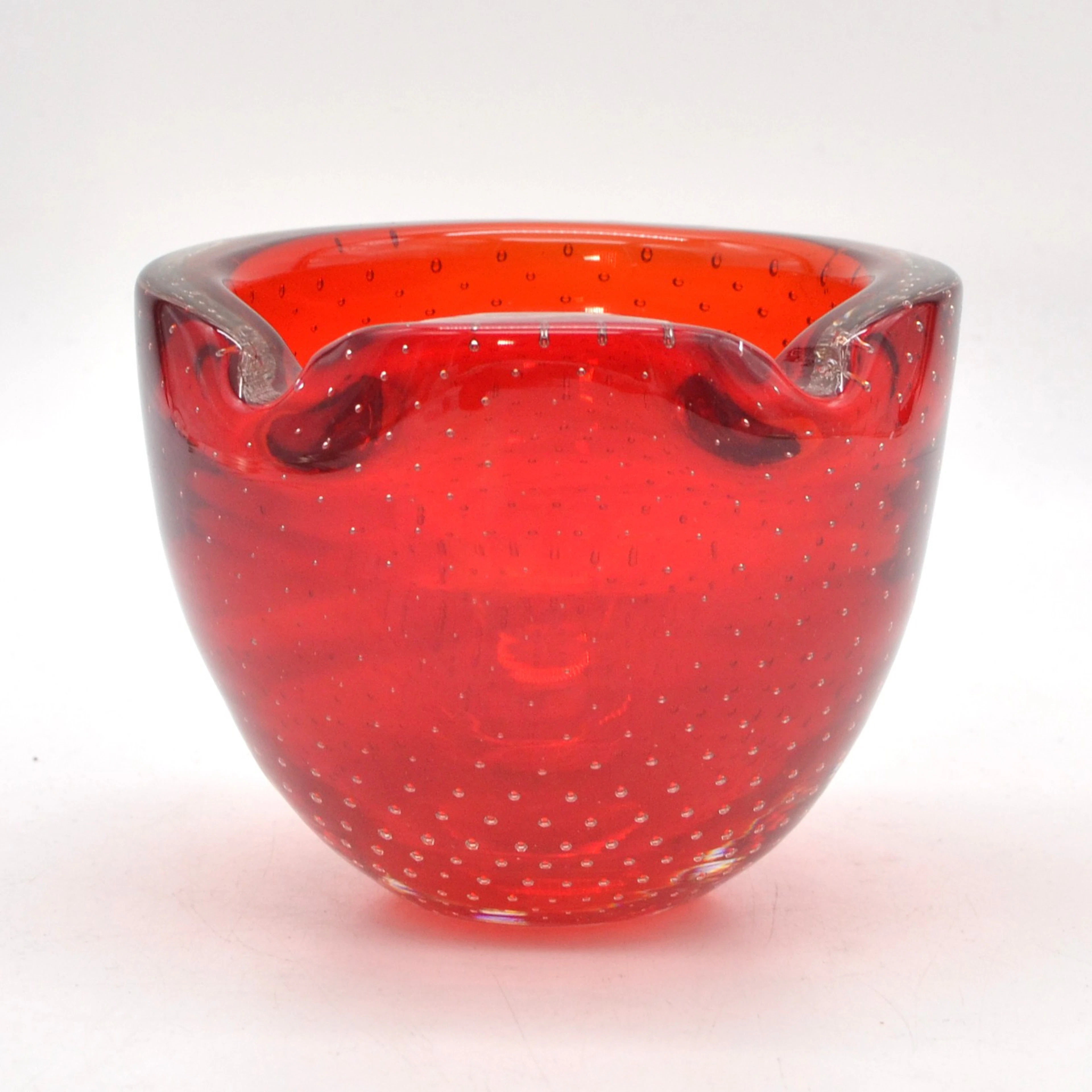 MURANO GLAS SCHALE, MEHRFACHES STUDIOGLAS, ROT-TRANSPARENT, SOMMERSO