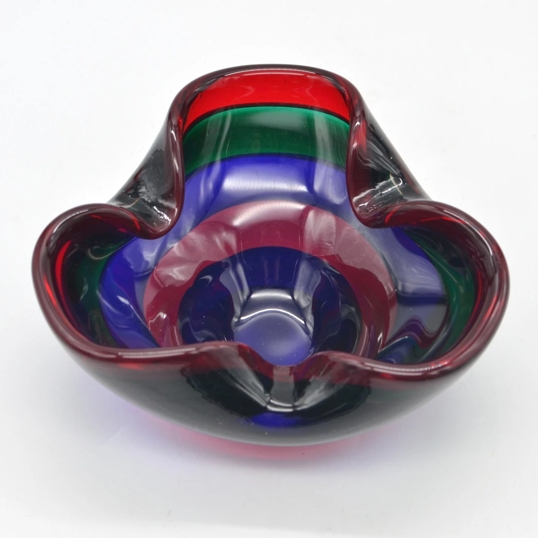 FULVIO BIANCONI. FÜR MAZZEGA, MURANO DESIGNERSCHALE, STUDIOGLAS, TRICOLOR
