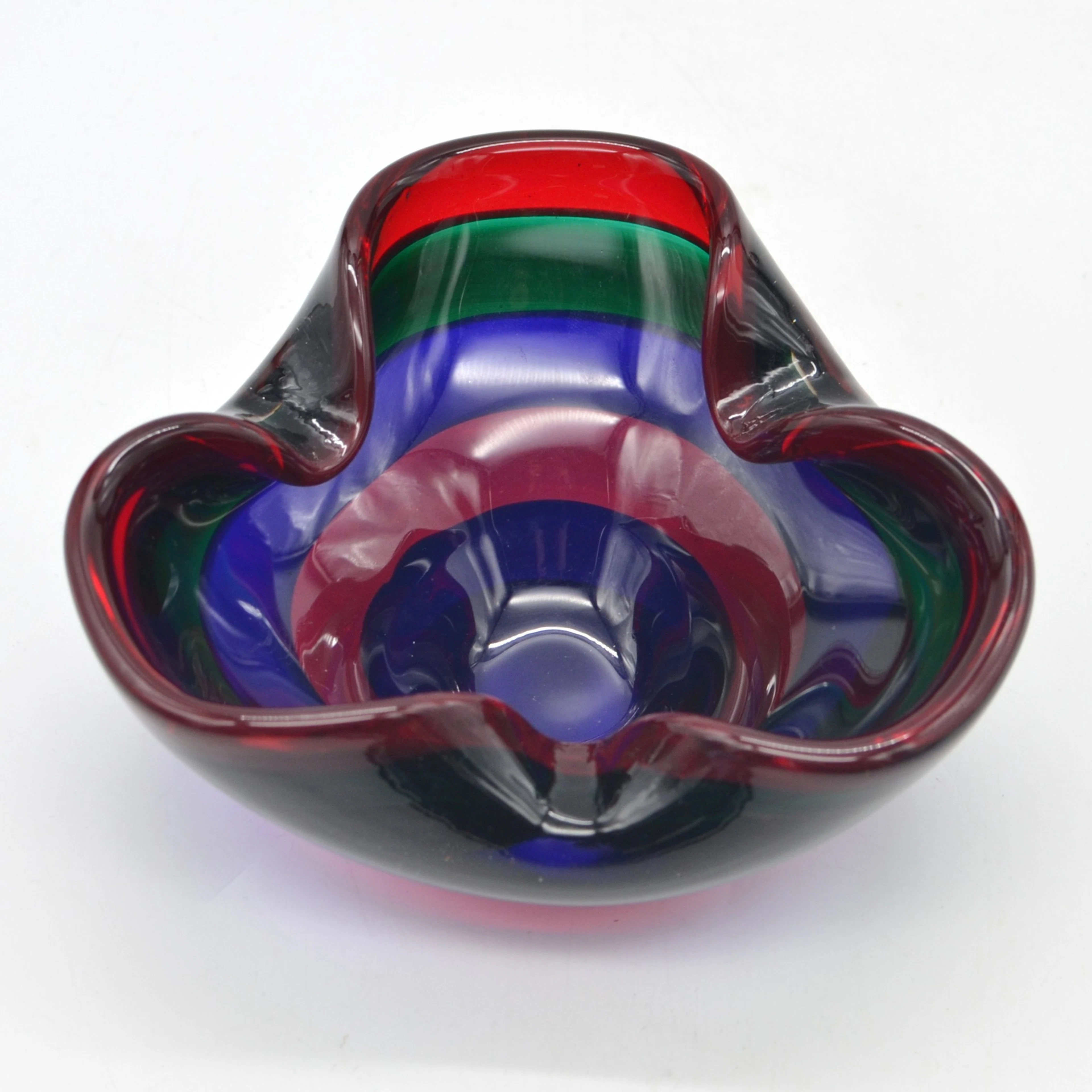 FULVIO BIANCONI. FÜR MAZZEGA, MURANO DESIGNERSCHALE, STUDIOGLAS, TRICOLOR