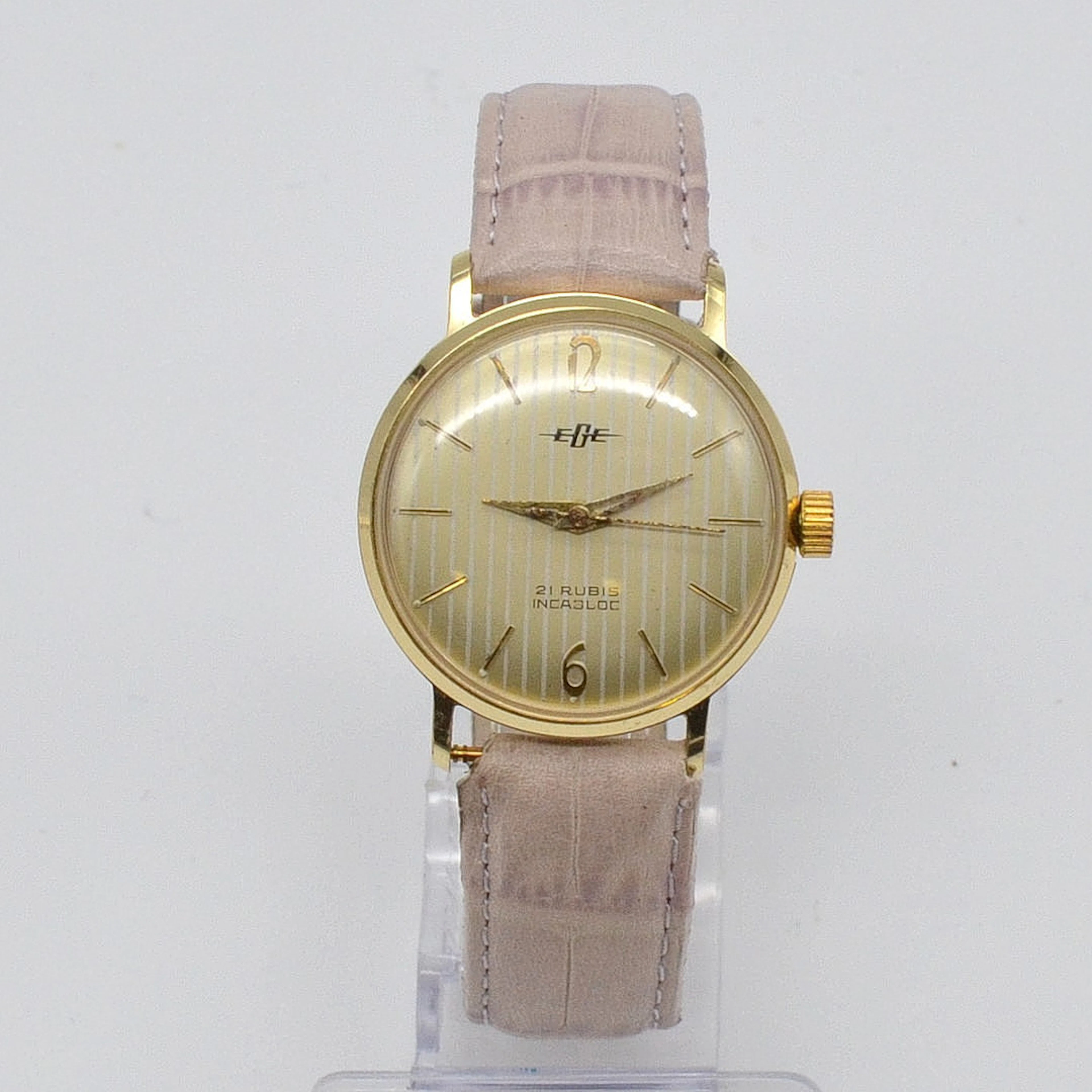 EGE ARMBANDUHR, 21 RUBIS INCABLOC, VERGOLDETES GEHÄUSE, LINIERTES