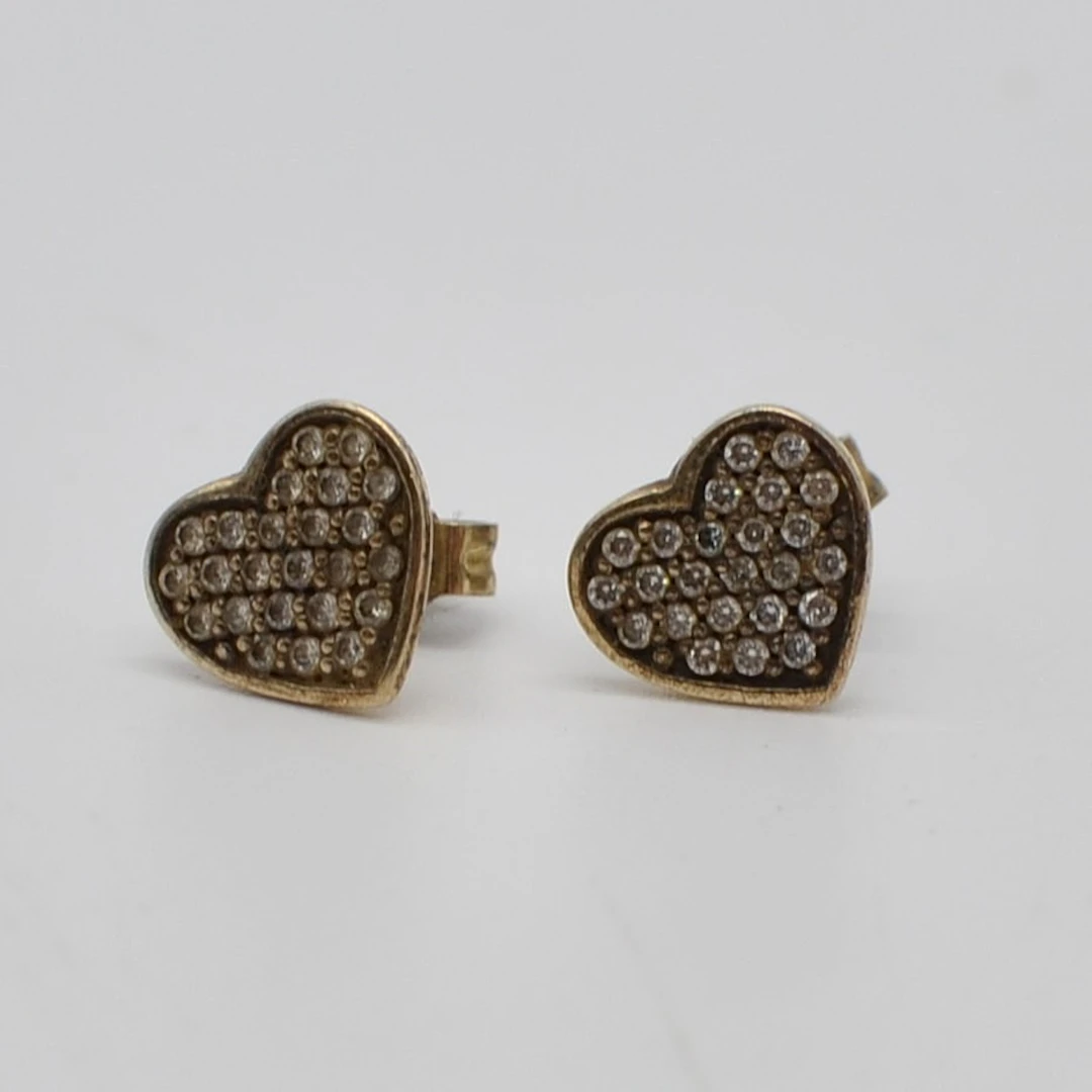 GULD & SØLV DESIGN, HERZFÖRMIGE DESIGNEROHRSTECKER, VERGOLDETER STERLINGSILBER