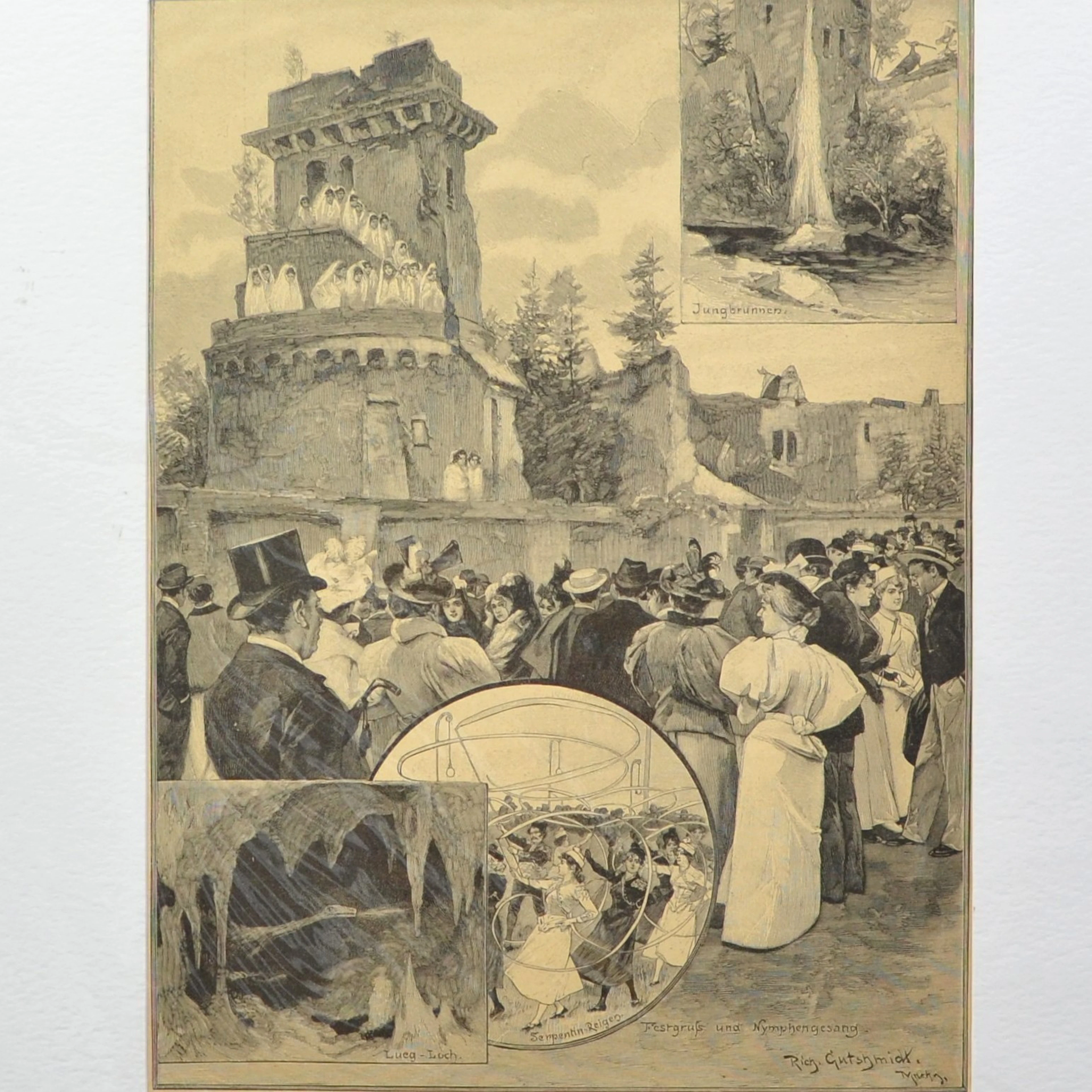 RICHARD GUTSCHMIDT (1861-1926). NYMPHENBURG, ANTIKER STAHLSTICH, SPÄTES