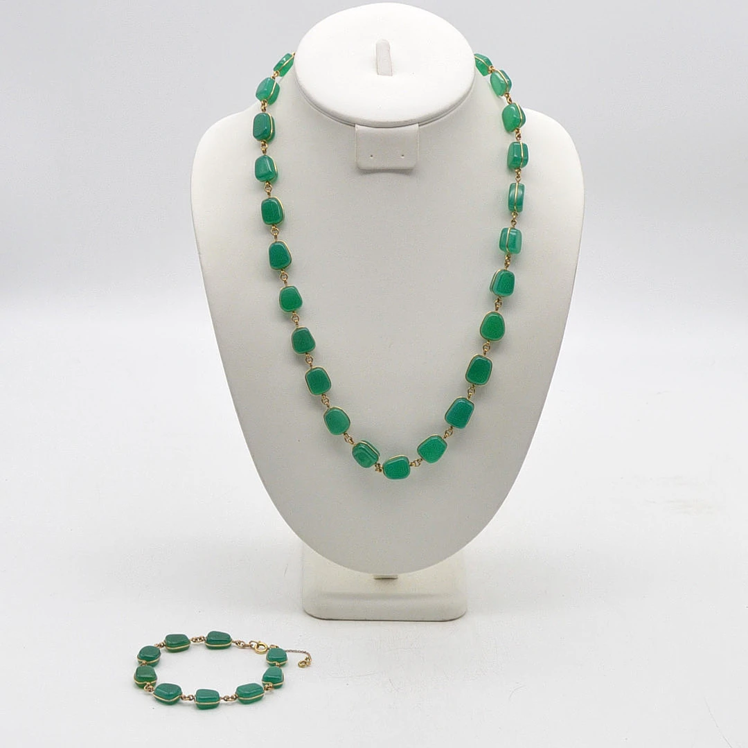 HANDGEMACHTER SCHMUCKSET AUS CHRYSOPAS, GLIEDERCOLLIER UND ARMBAND