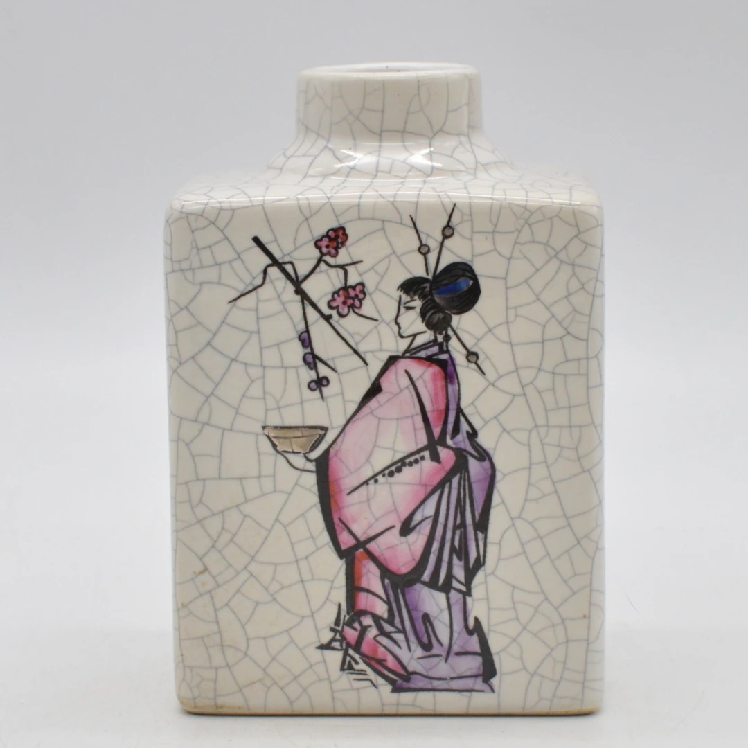 ANTON HERR. VASE AUS CRAQUELÉ FAYENCE, HANDBEMALTER DEKOR VON EINEM