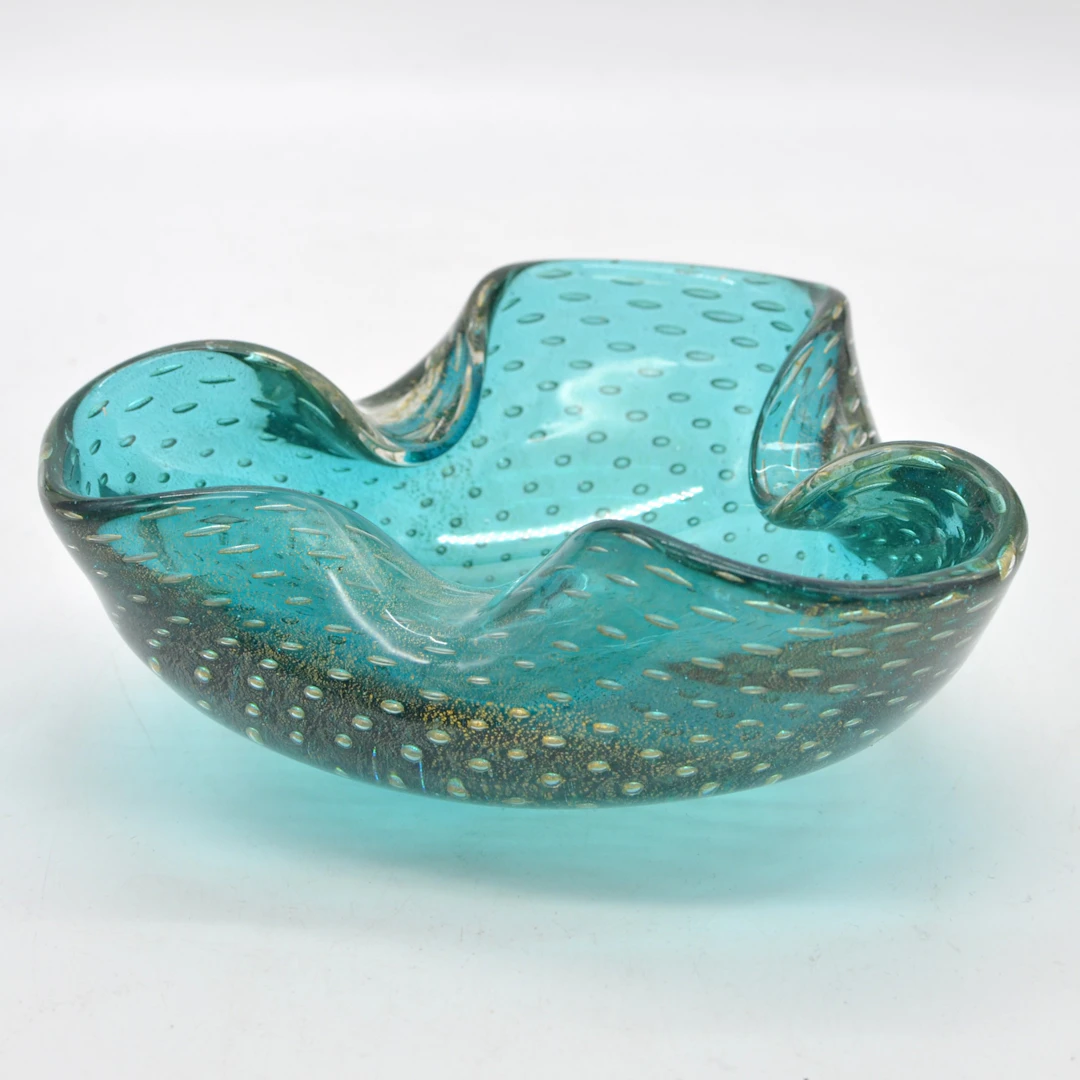 ARCHIMEDE SEGUSO. MURANO GLAS SCHALE, MEHRFACHES STUDIOGLAS, GOLDPLATZFOLIE