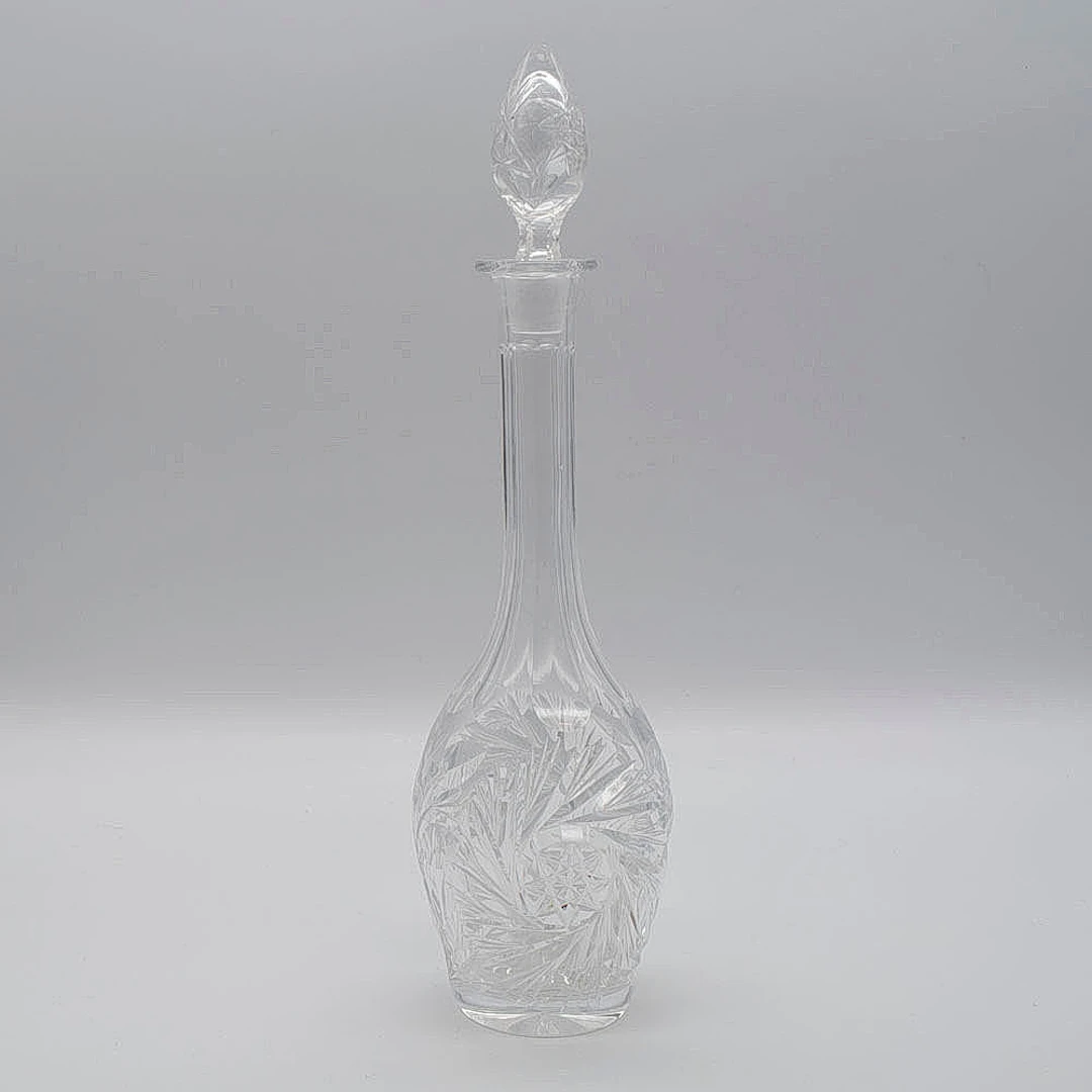 GLASKARAFFE MIT SCHLIFFDEKOR, VINTAGE.