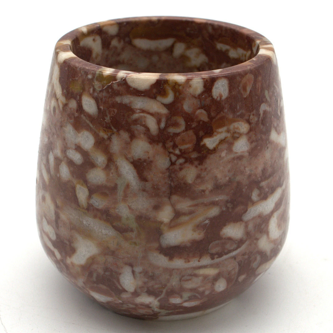 VASE AUS ROTEM UND WEISSEN MARMOR.