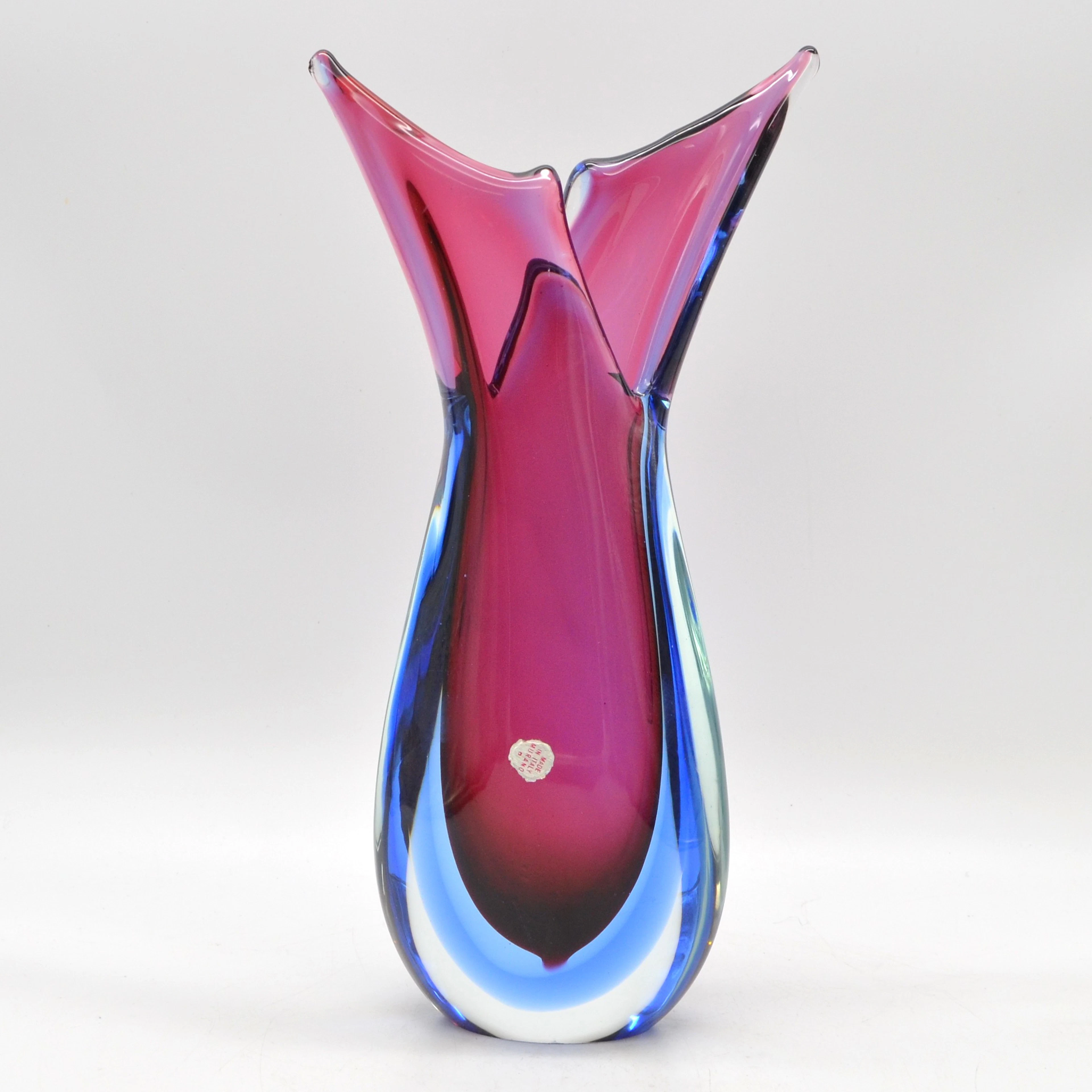 FLAVIO POLI. MURANO DESIGNERVASE, STUDIOGLAS, SOMMERSO, ITALIEN, UM 1960.