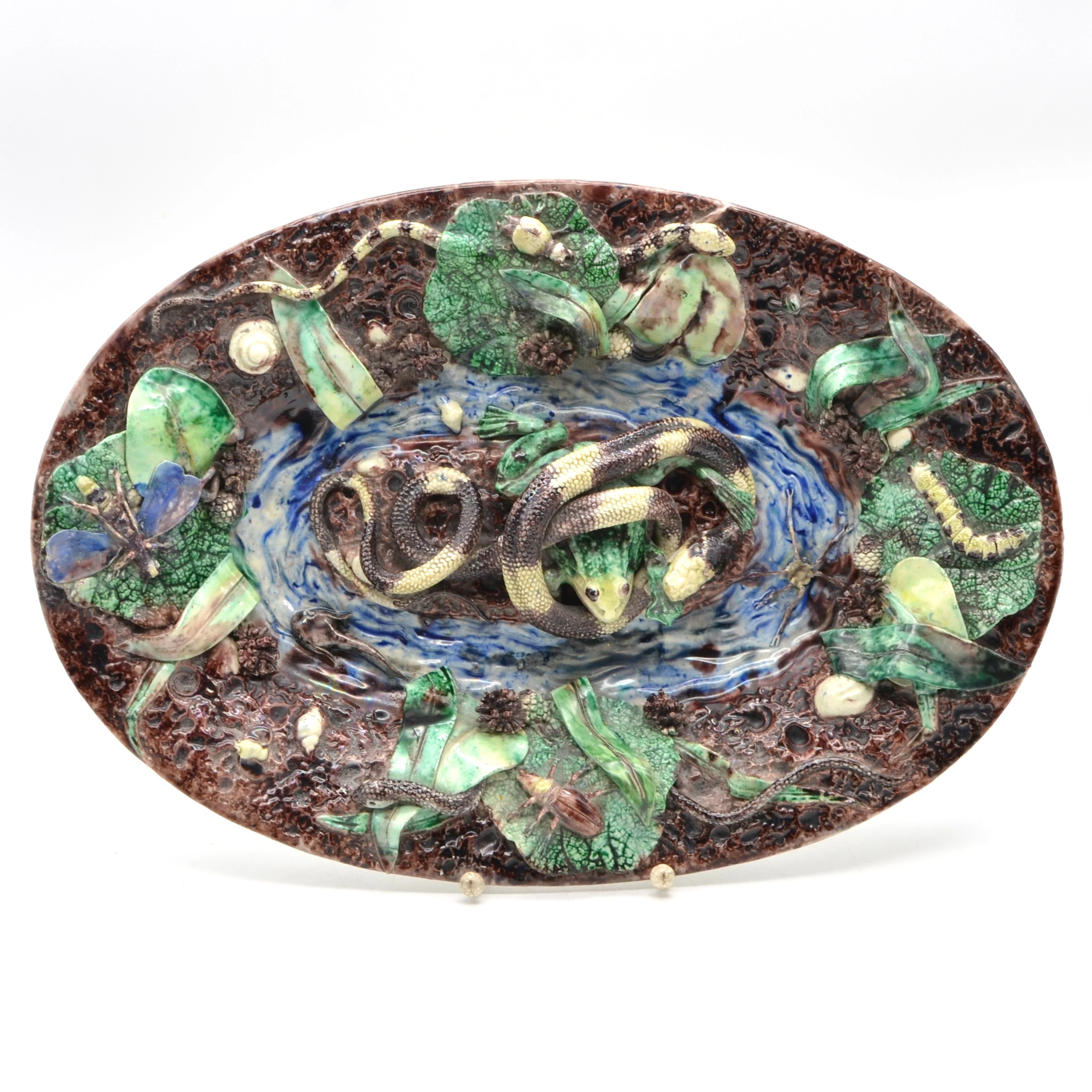 BERNARD PALISSY (C.1510-C.1589). NACH. HANDGEMACHTER KERAMIKTELLER