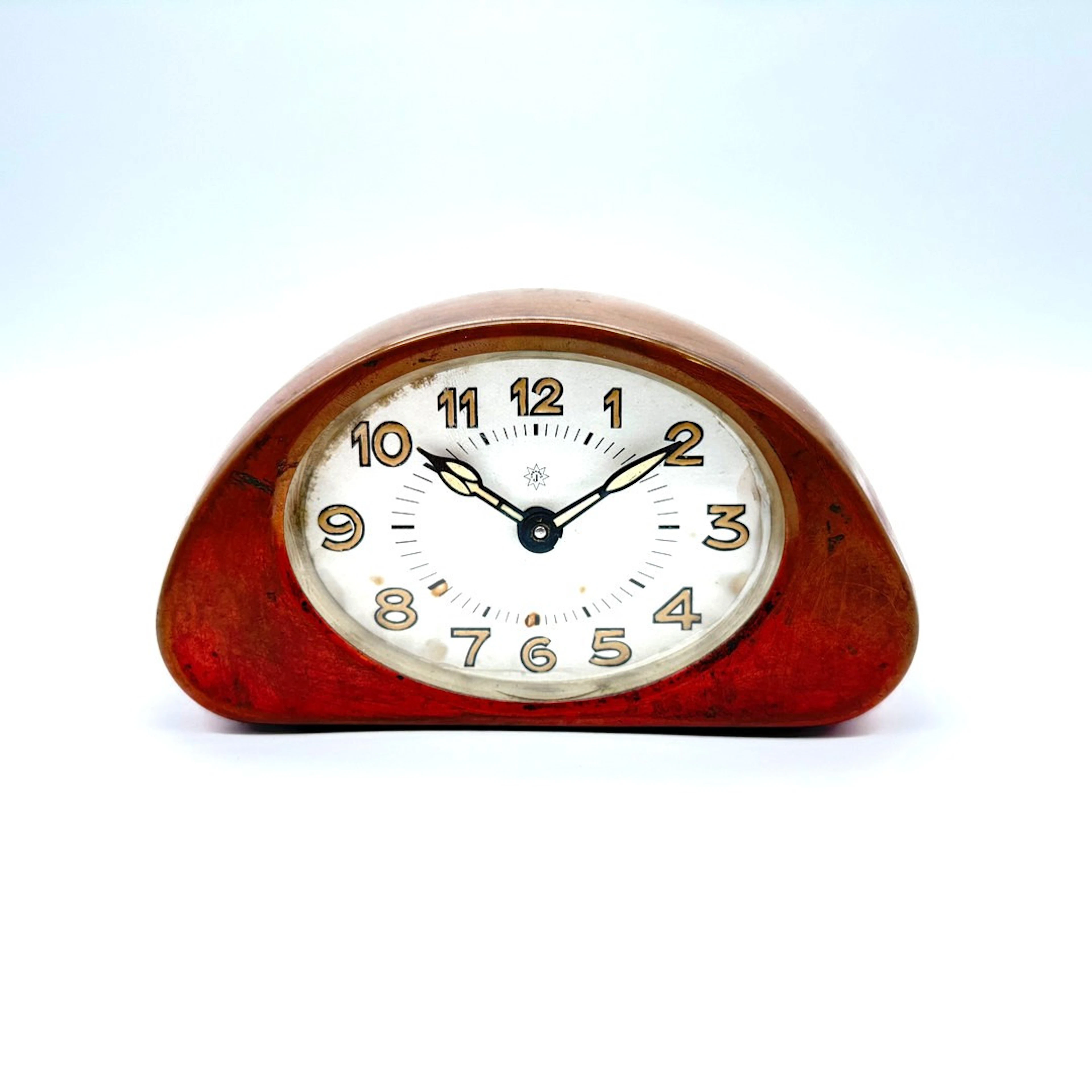 JUNGHANS TISCHUHR TISCHWECKER KUPFERGEHÄUSE 1920ER/1930ER.