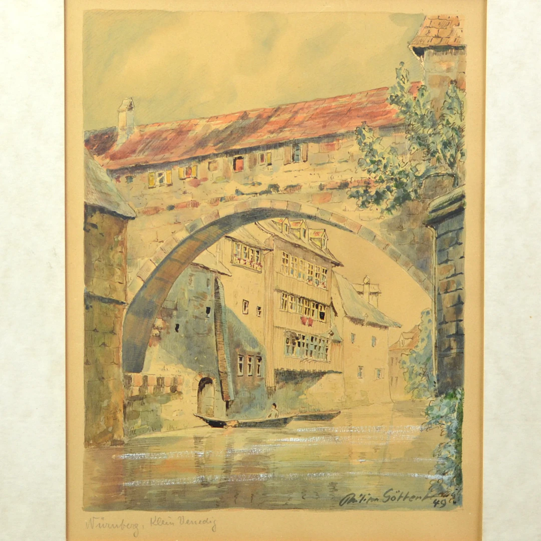 PHILIPP GÖTTER, "NÜRNBERG, KLEIN VENEDIG", AQUARELLGEMÄLDE AUF PAPIER