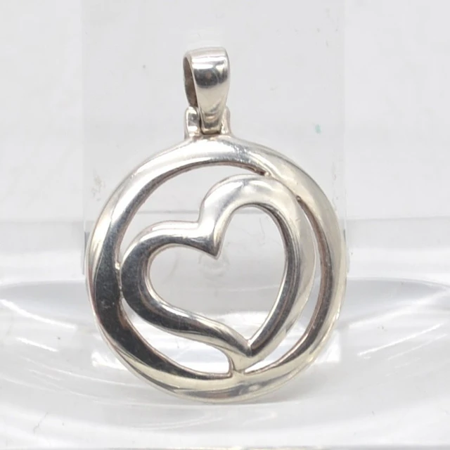 SMYKKEFORM, DESIGNER COLLIER ANHÄNGER, HERZ IN EINEM KREIS, STERLINGSILBER