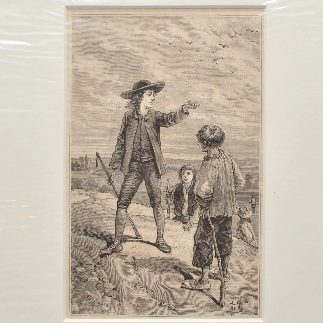 UNBEKANNTER KÜNSTLER, ORIGINAL STAHLSTICH , UM 1871, IM PASSEPARTOUT.