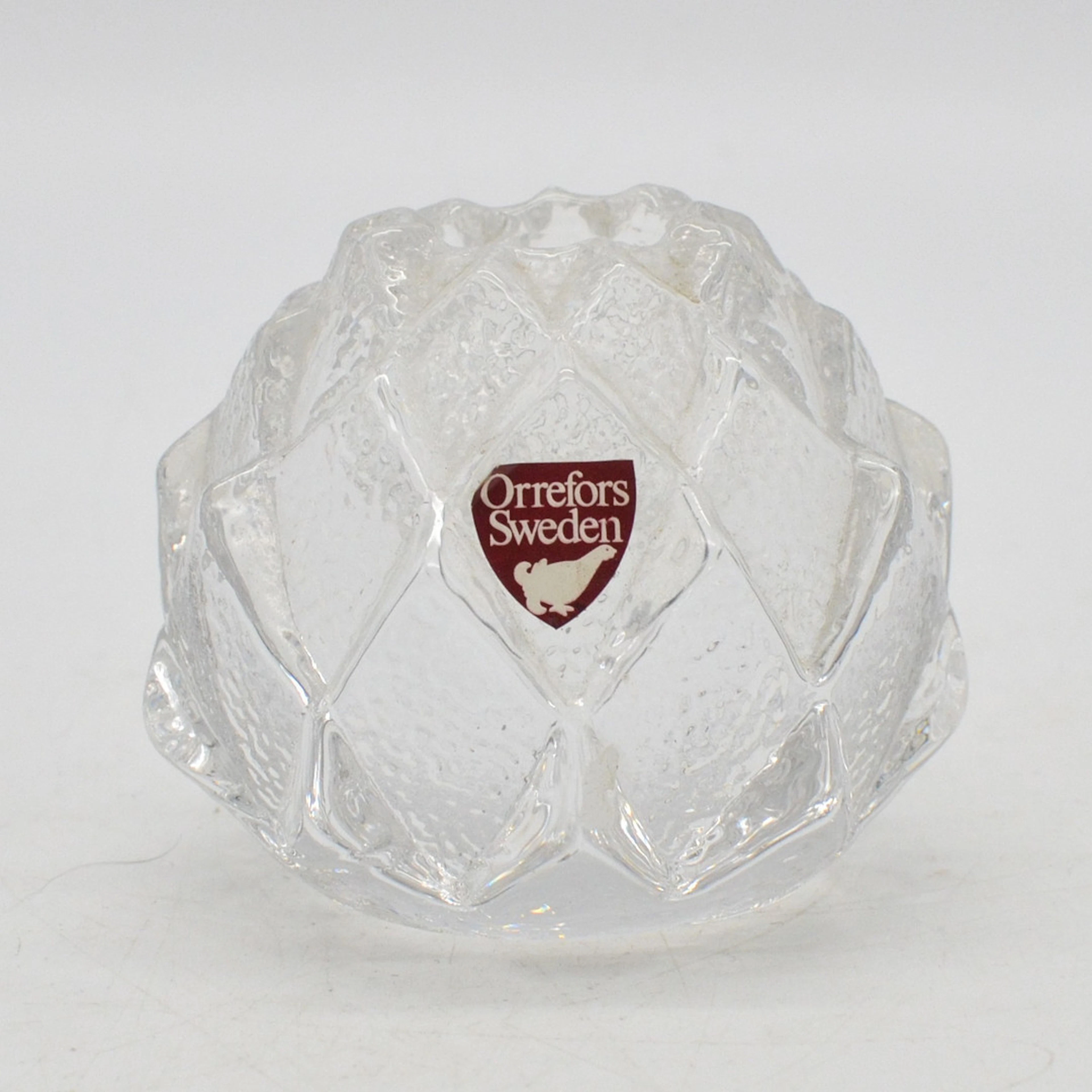 BERIT JOHANSSON. ORREFORS GLAS SWEDEN, "NIMBUS", KERZENHALTER, KRISTALLGLAS
