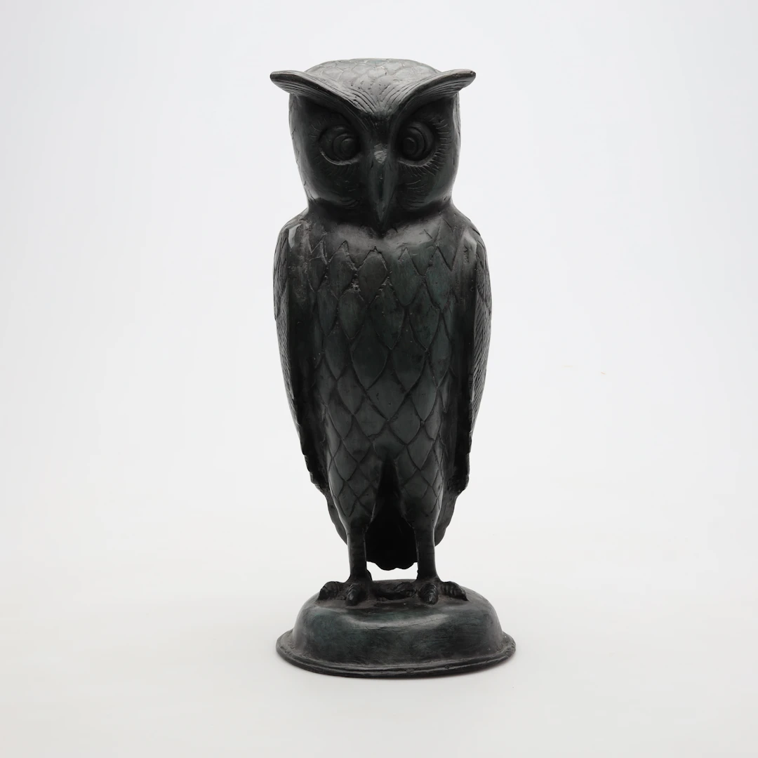 SKULPTUR, koppar föreställande uggla. 1900-tal.