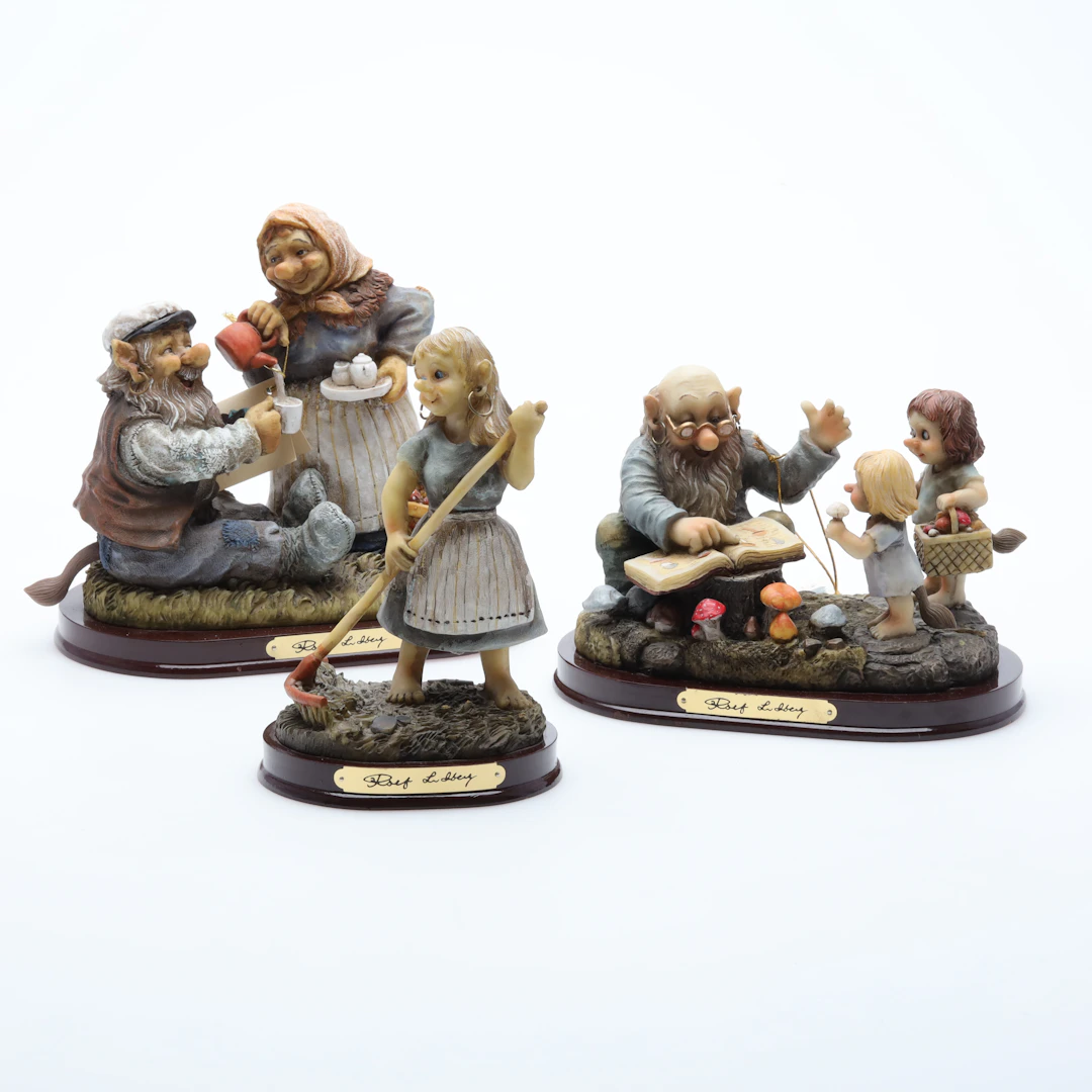 ROLF LIDBERG. FIGURINER 3 st polyresin.