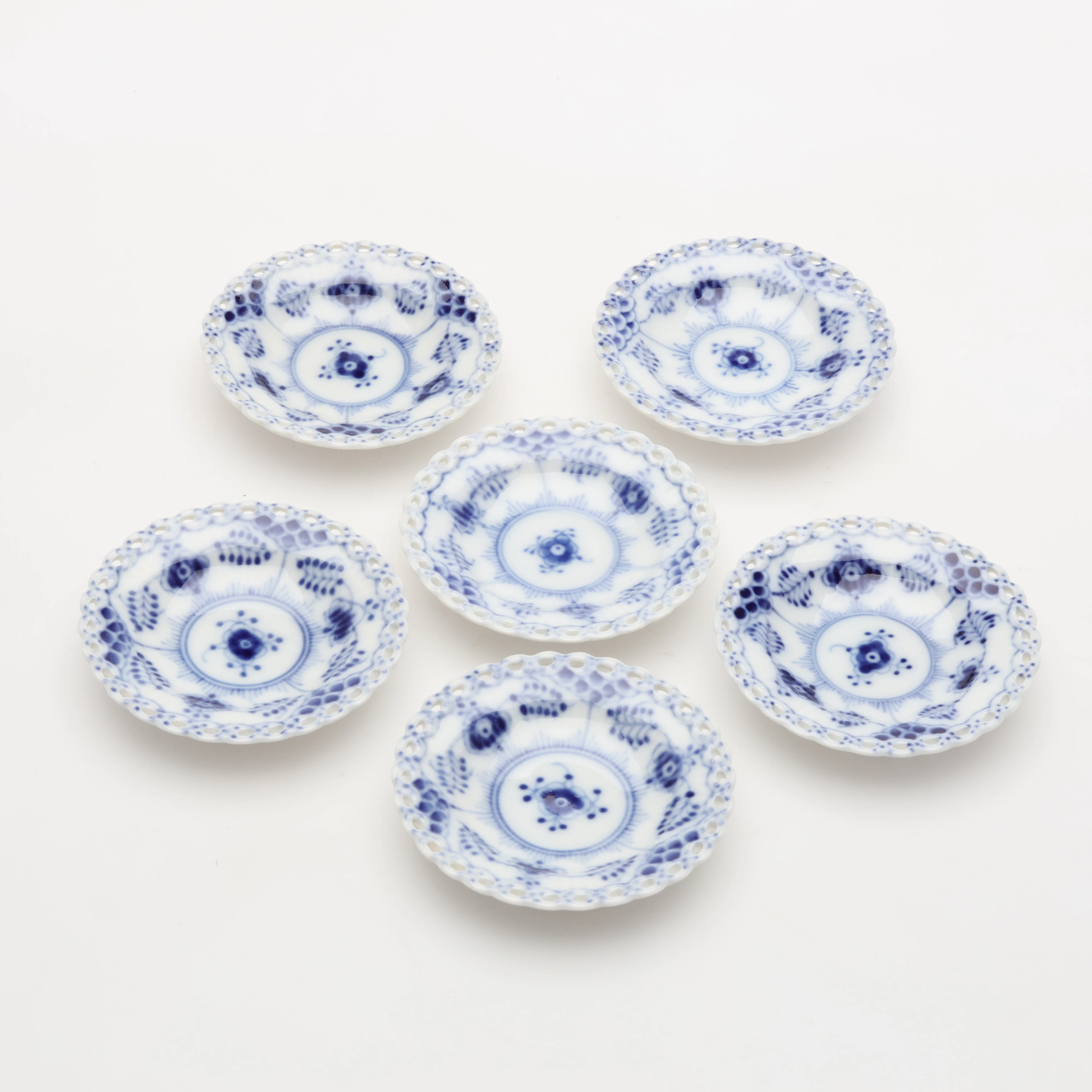 SMÖRFAT 6 st musselmalet nr 1006, Royal Copenhagen Danmark.