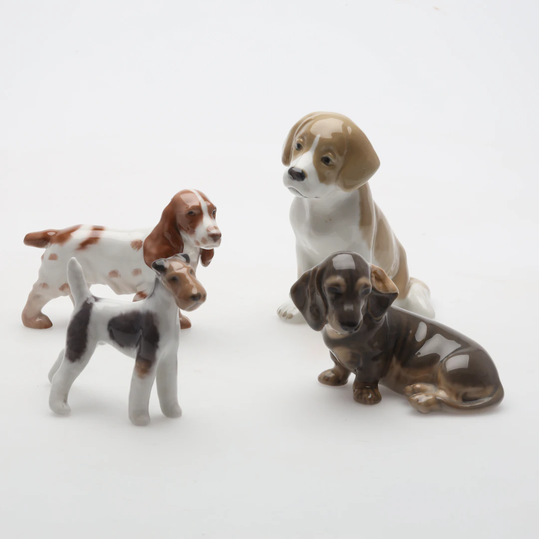 FIGURINER 4 stycken hundar B&G samt Royal Copenhagen Danmark.