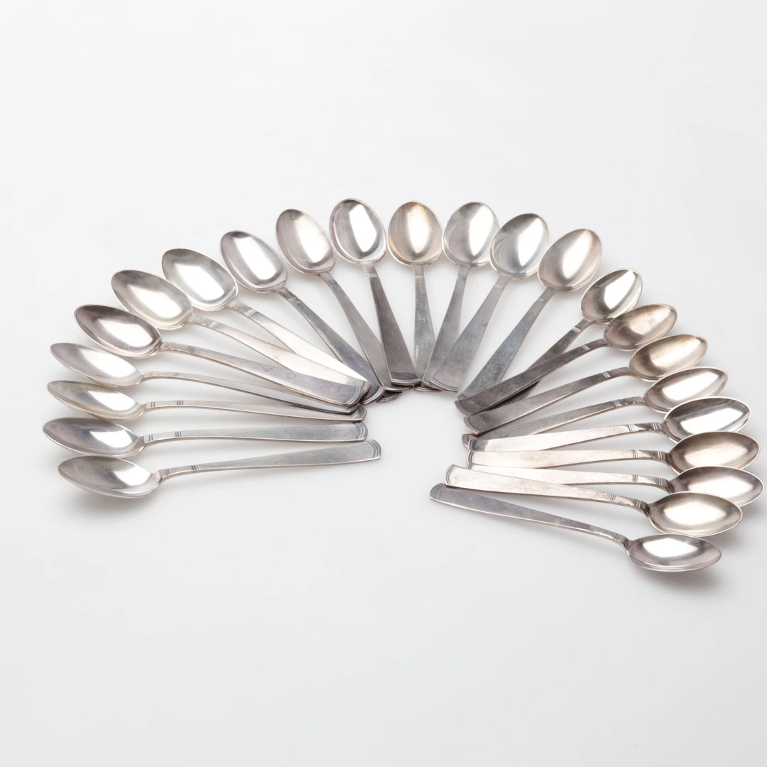 KAFFESKEDAR 23 stycken silver modell Rosenholm vikt ca 329 gram.