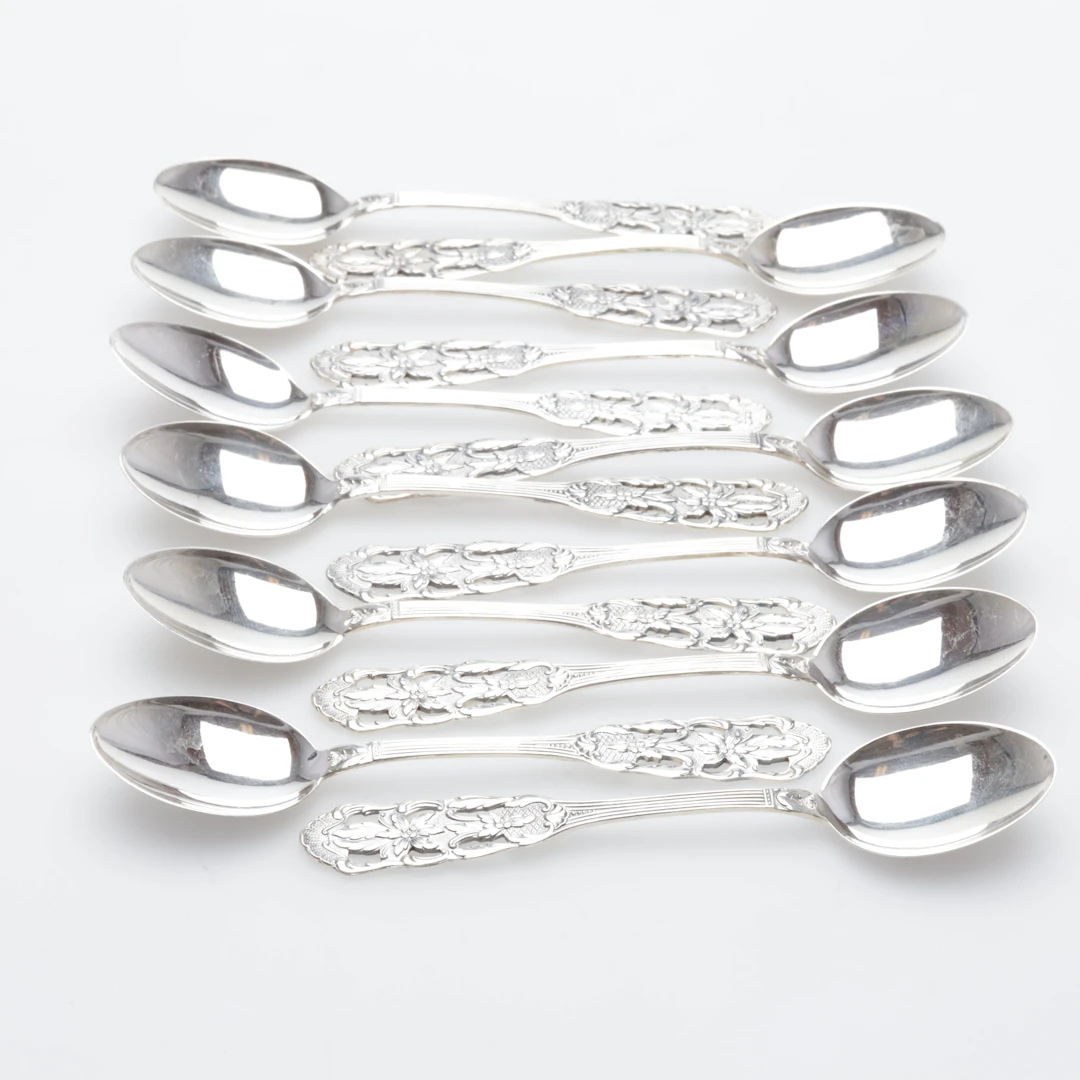 KAFFESKEDAR 12 stycken silver vikt ca 93 gram.
