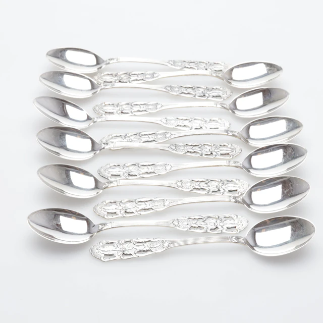KAFFESKEDAR 12 stycken silver vikt ca 93 gram.