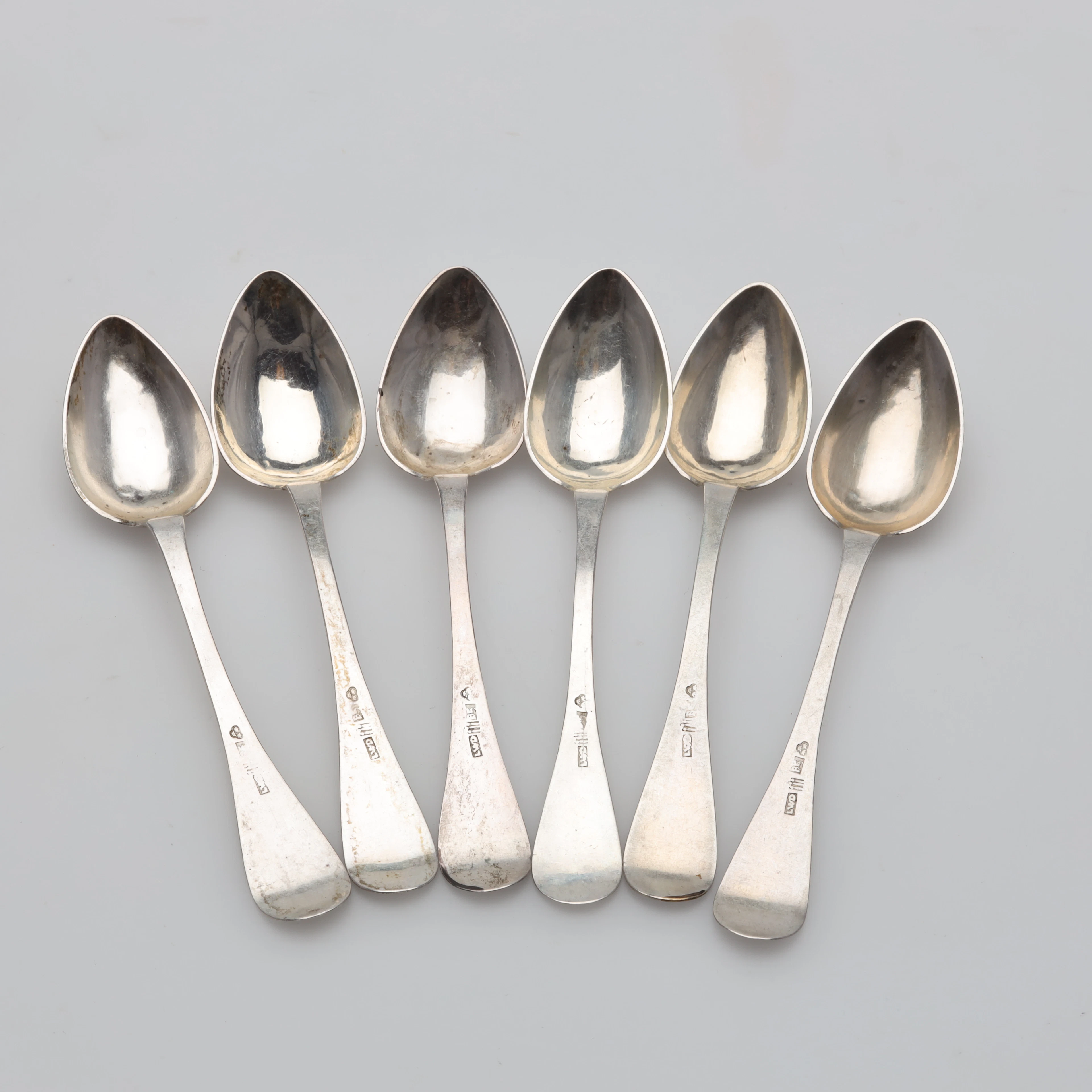 KAFFESKEDAR 6 stycken silver 1854 vikt 40,4 gram.