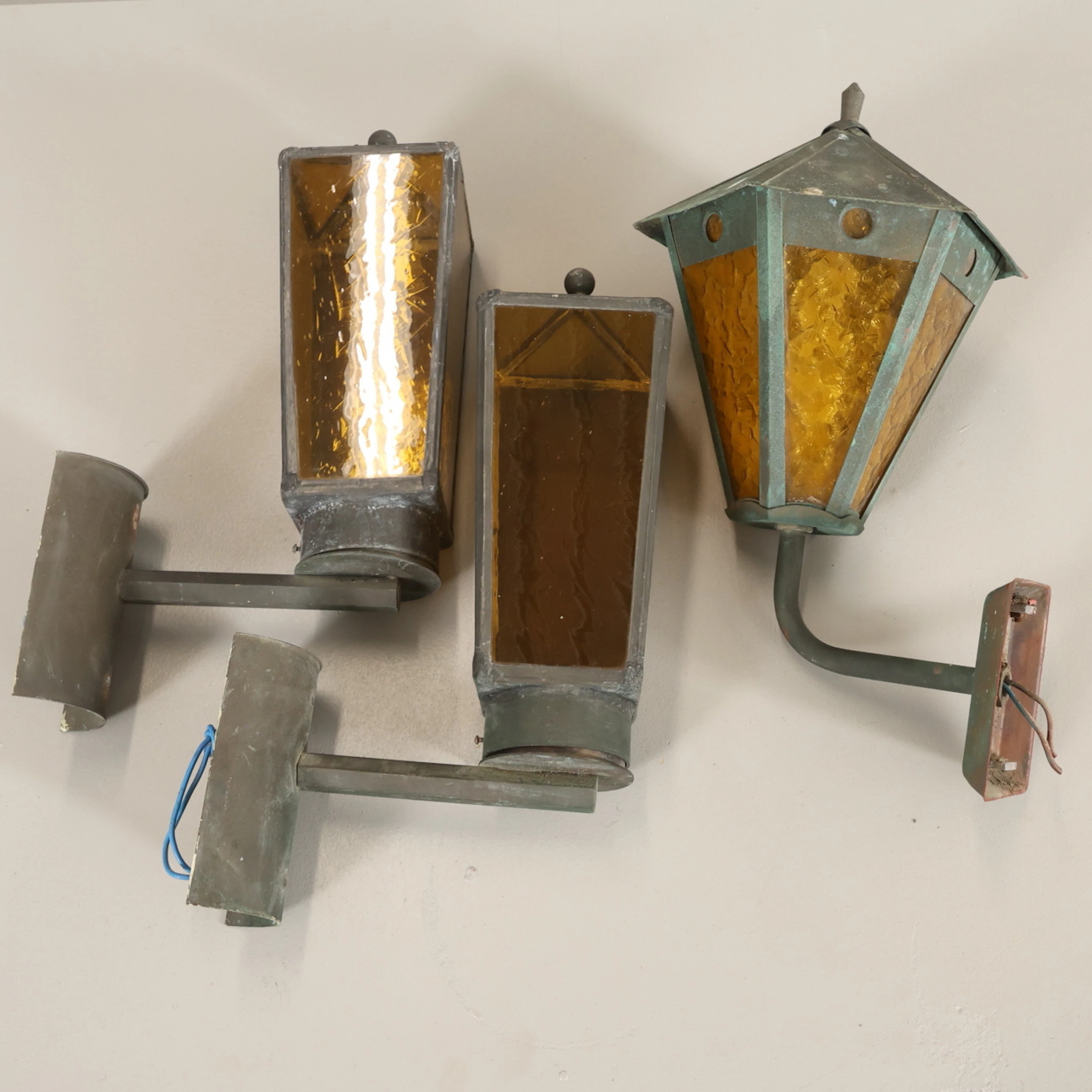 VÄGGLAMPOR metall / glas 3 st för utomhusbruk.
