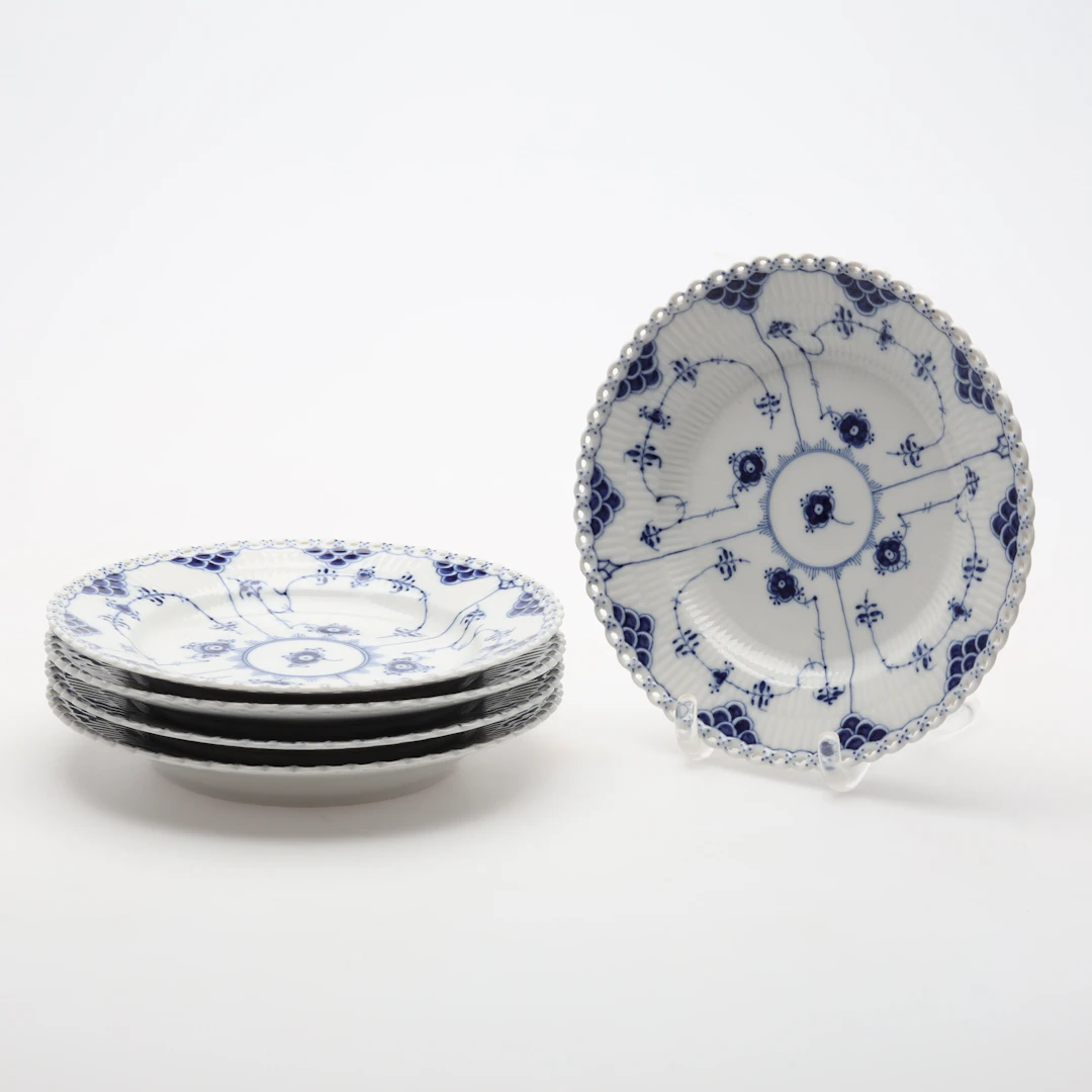 FÖRRÄTTSTALLRIKAR 5 stycken musselmalet, nr 1085, Royal Copenhagen, Danmark.
