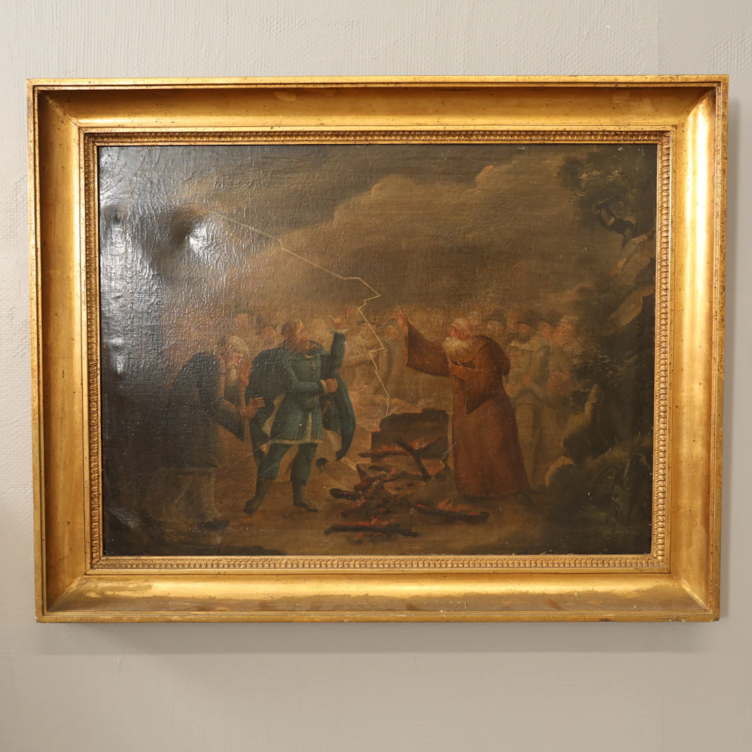 OKÄND KONSTNÄR. OLJEMÅLNING religiöst motiv 1800-talets första del.