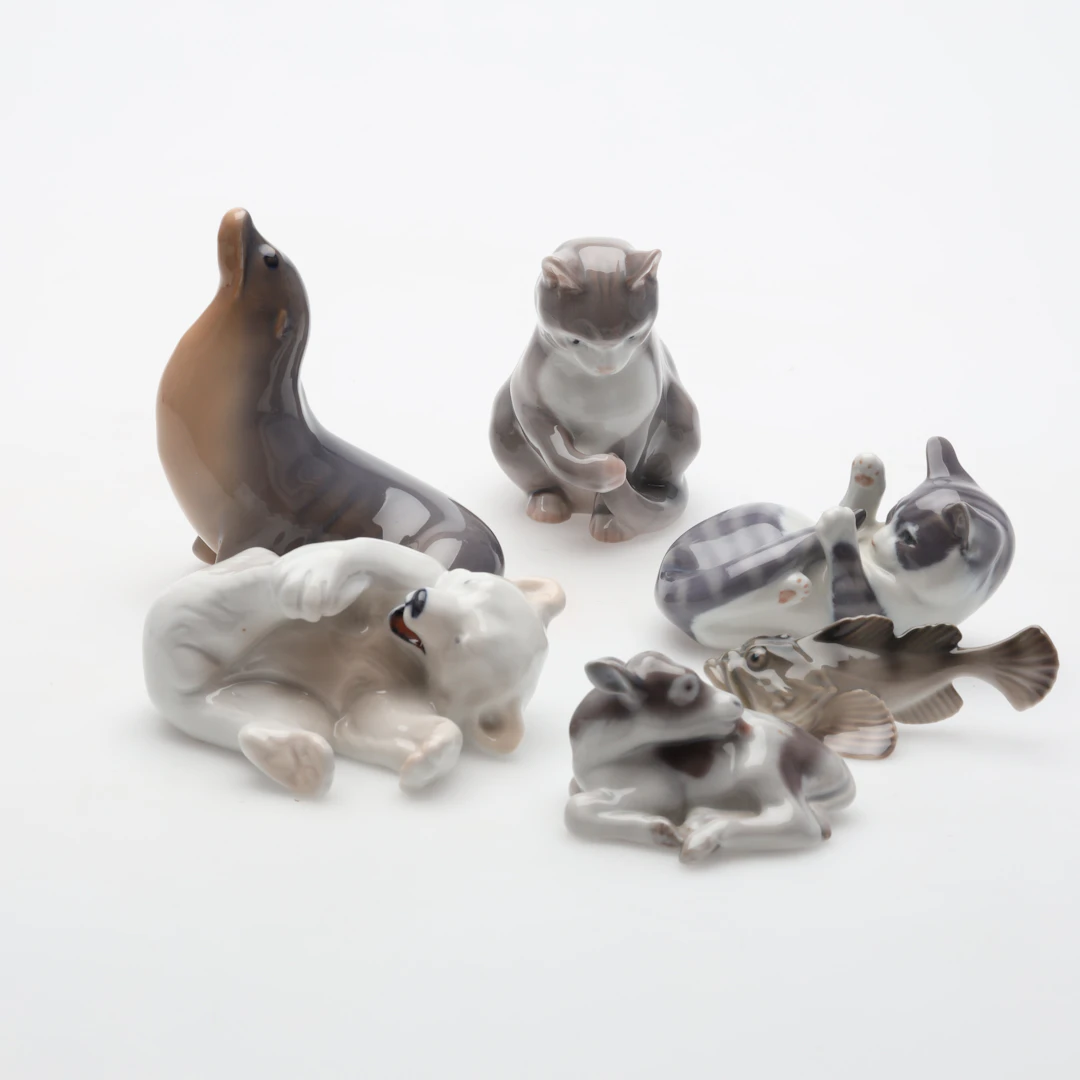 FIGURINER 6 stycken B&G samt Royal Copenhagen Danmark.