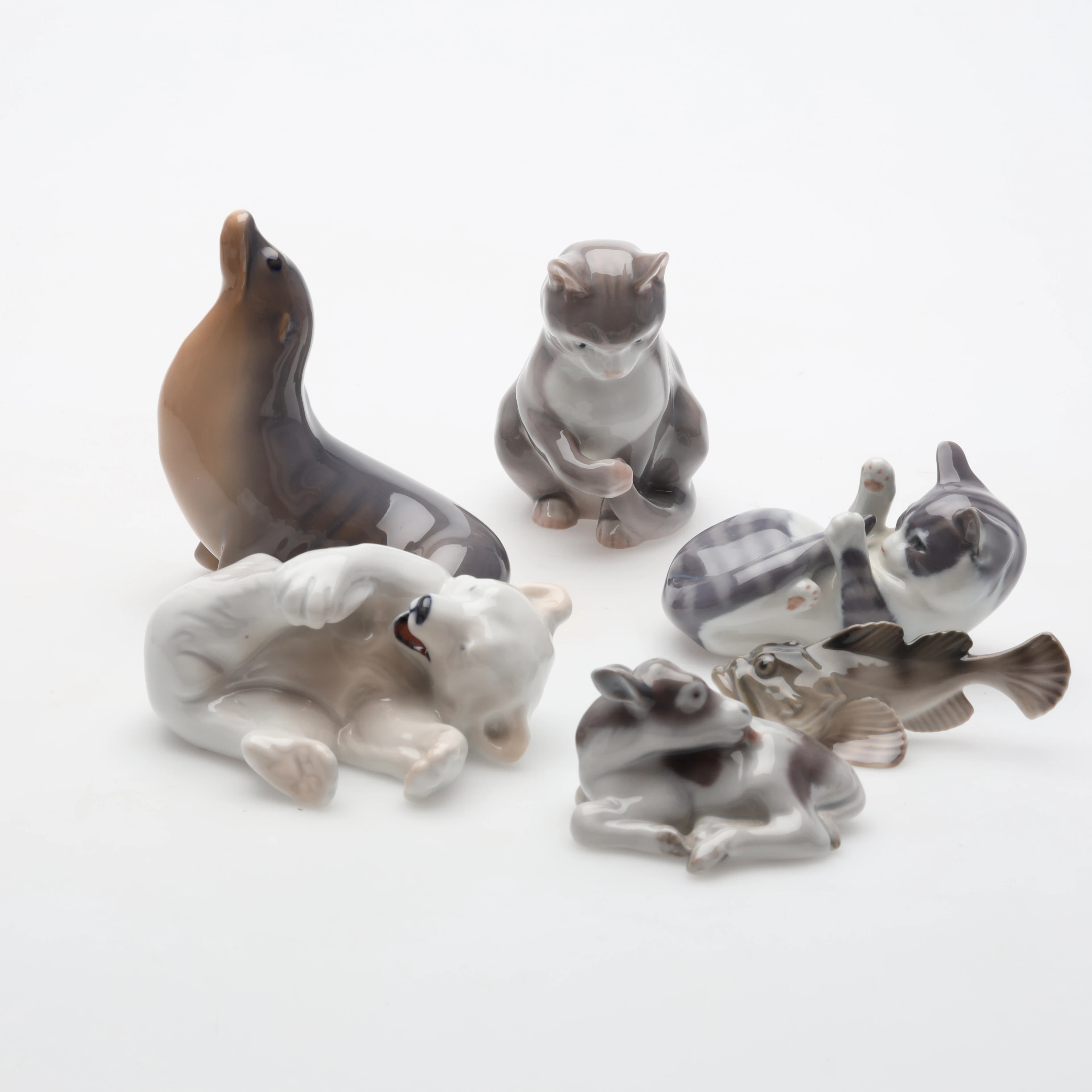 FIGURINER 6 stycken B&G samt Royal Copenhagen Danmark.