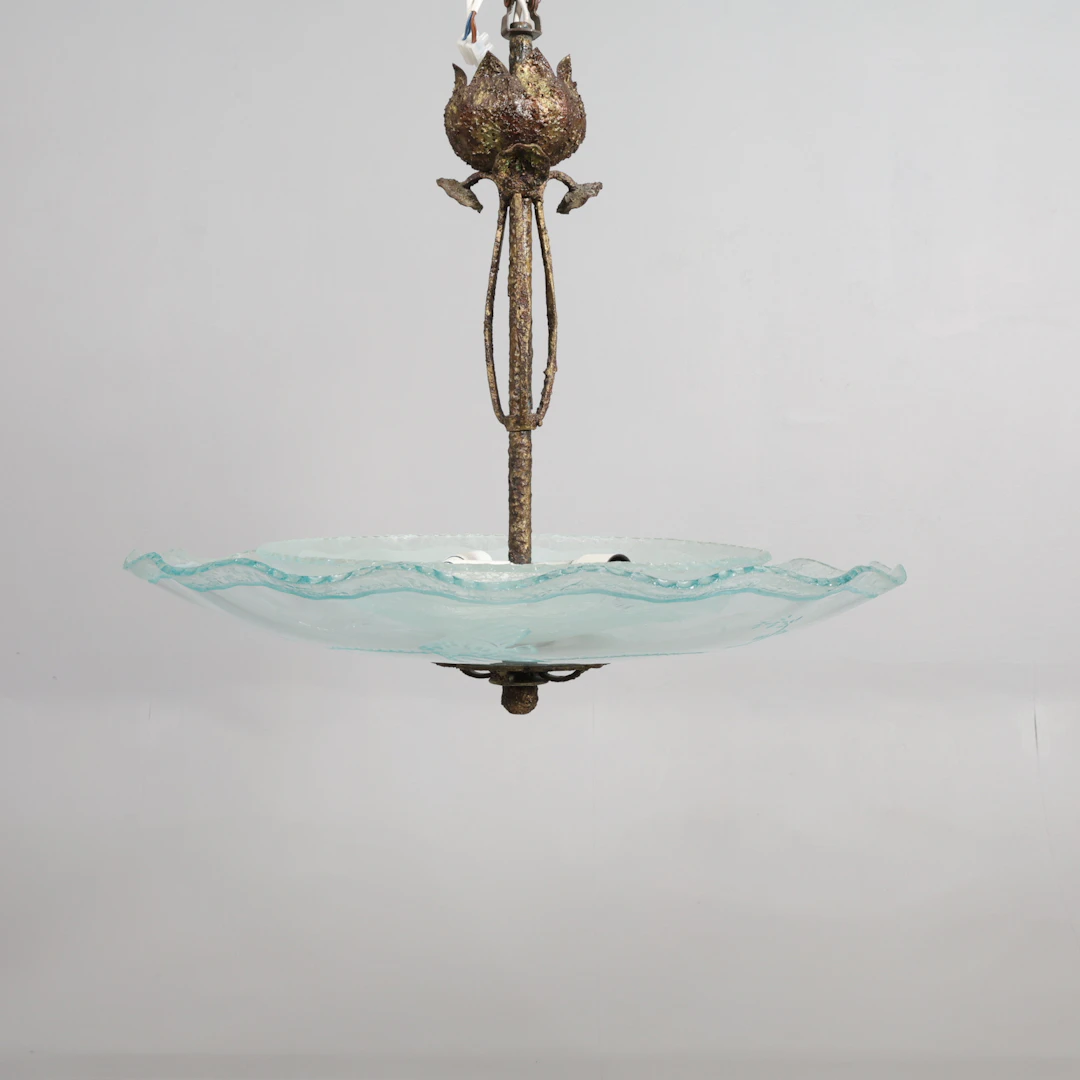 PLAFOND / TAKLAMPA, Swedish Modern, 1930-/40-tal, skaft i metall