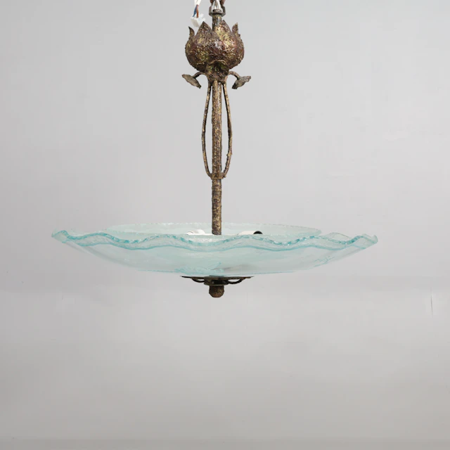 PLAFOND / TAKLAMPA, Swedish Modern, 1930-/40-tal, skaft i metall