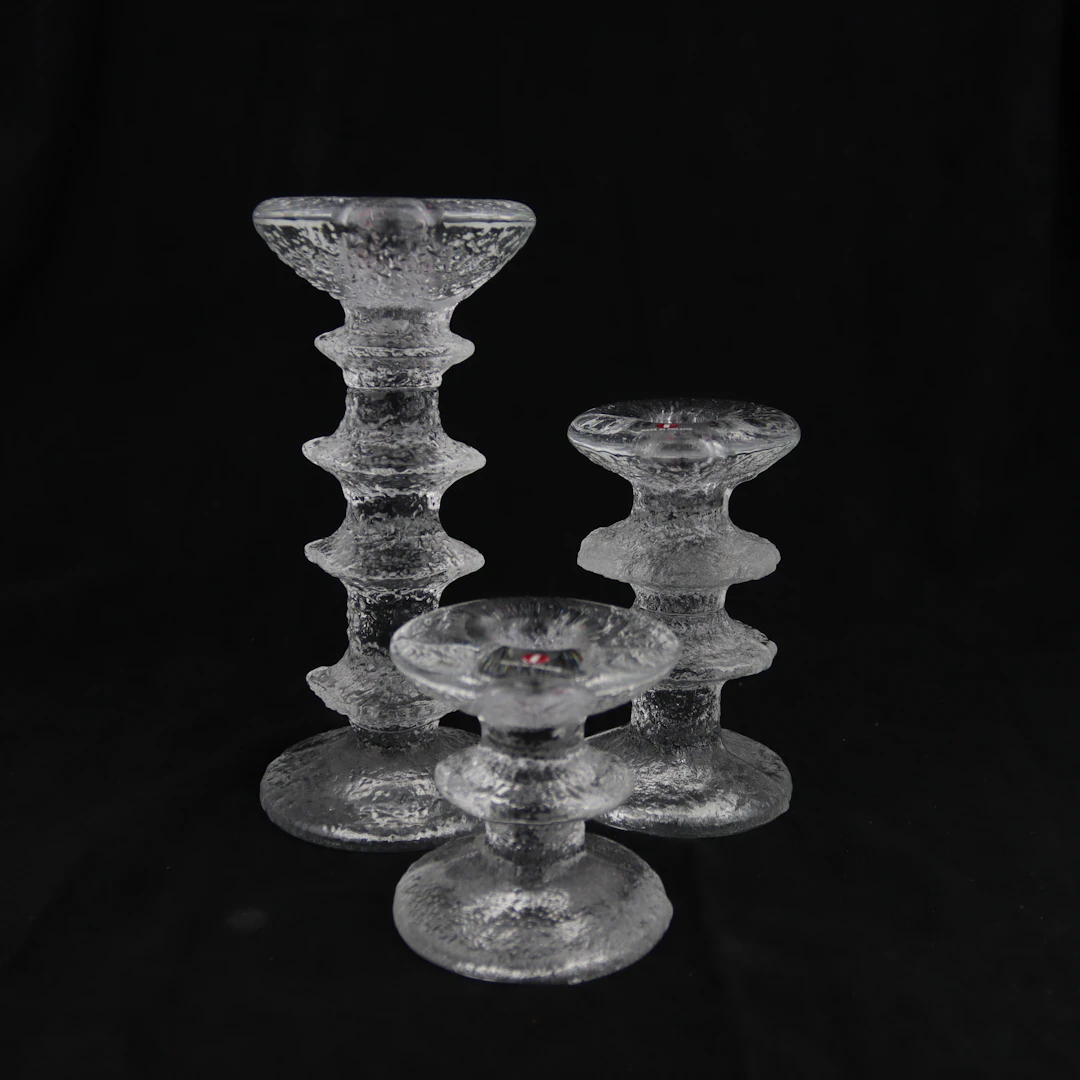 TIMO SARPANEVA. Ljusstakar, 3 st, "Festivo", glas, Iittala, Finland.