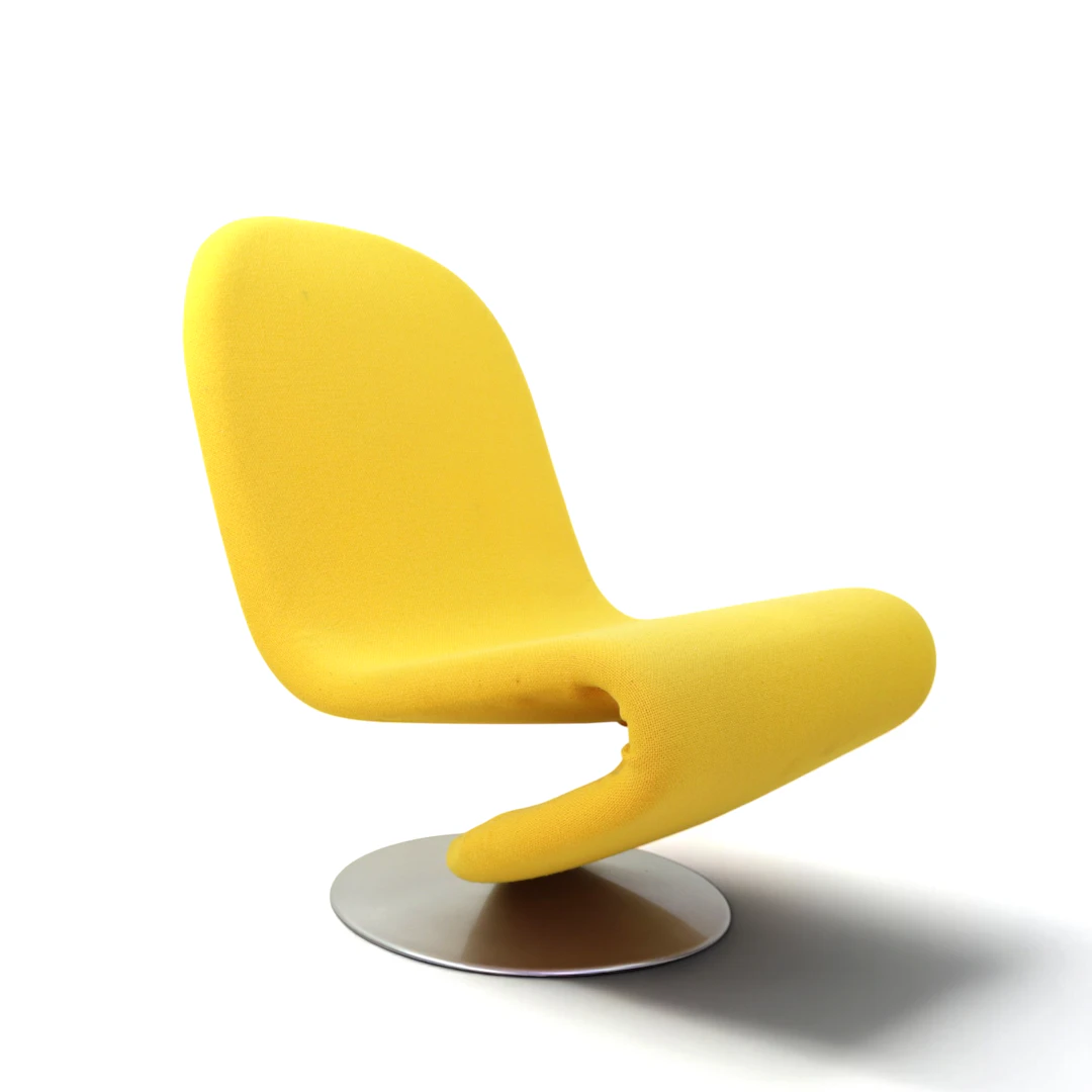 VERNER PANTON. Fåtölj, "System 1-2-3", bas av borstat aluminium, snurrbar