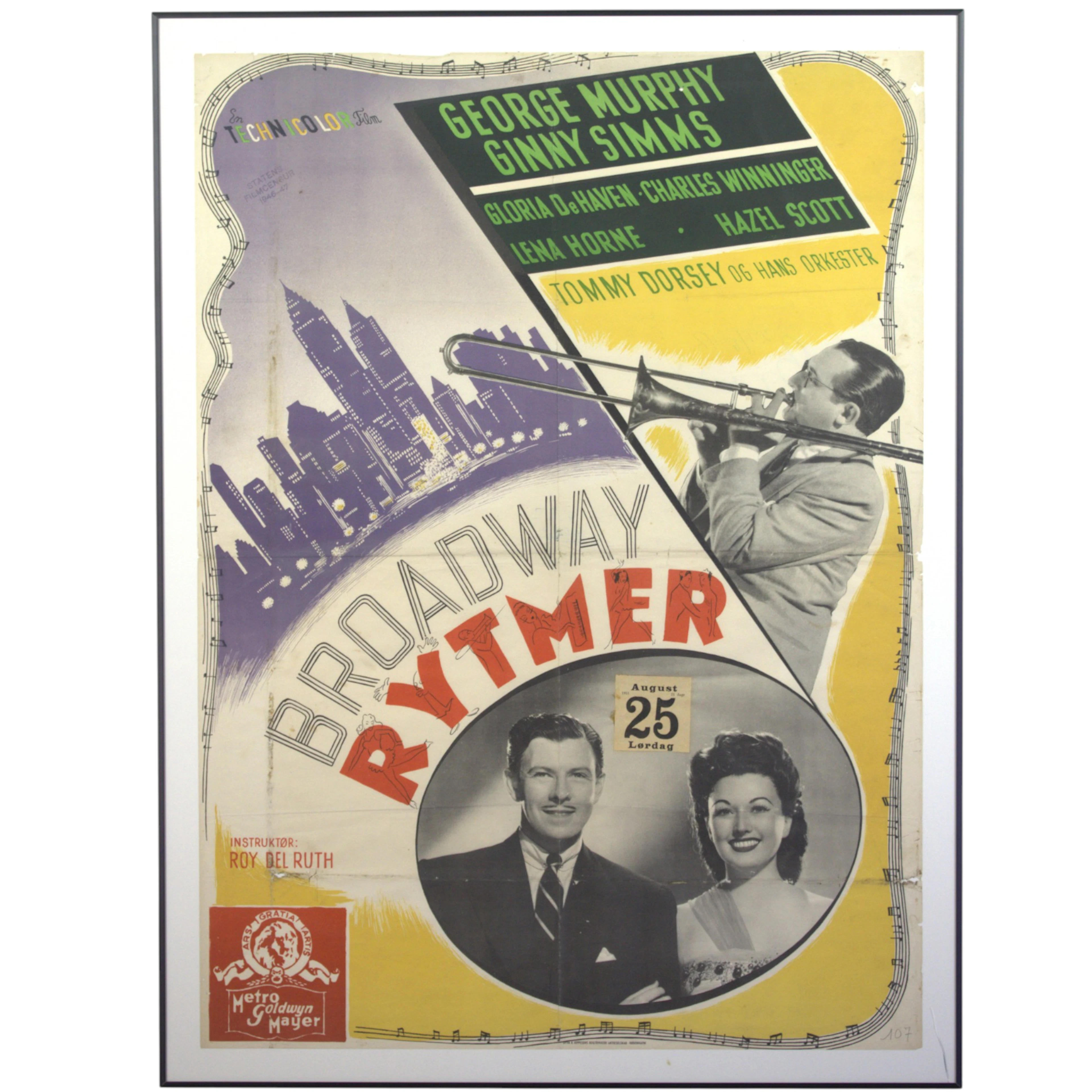 FILMAFFISCH, "Broadway Rytmer, 1951", Dyva & Jeppesens Bogtrykkeri