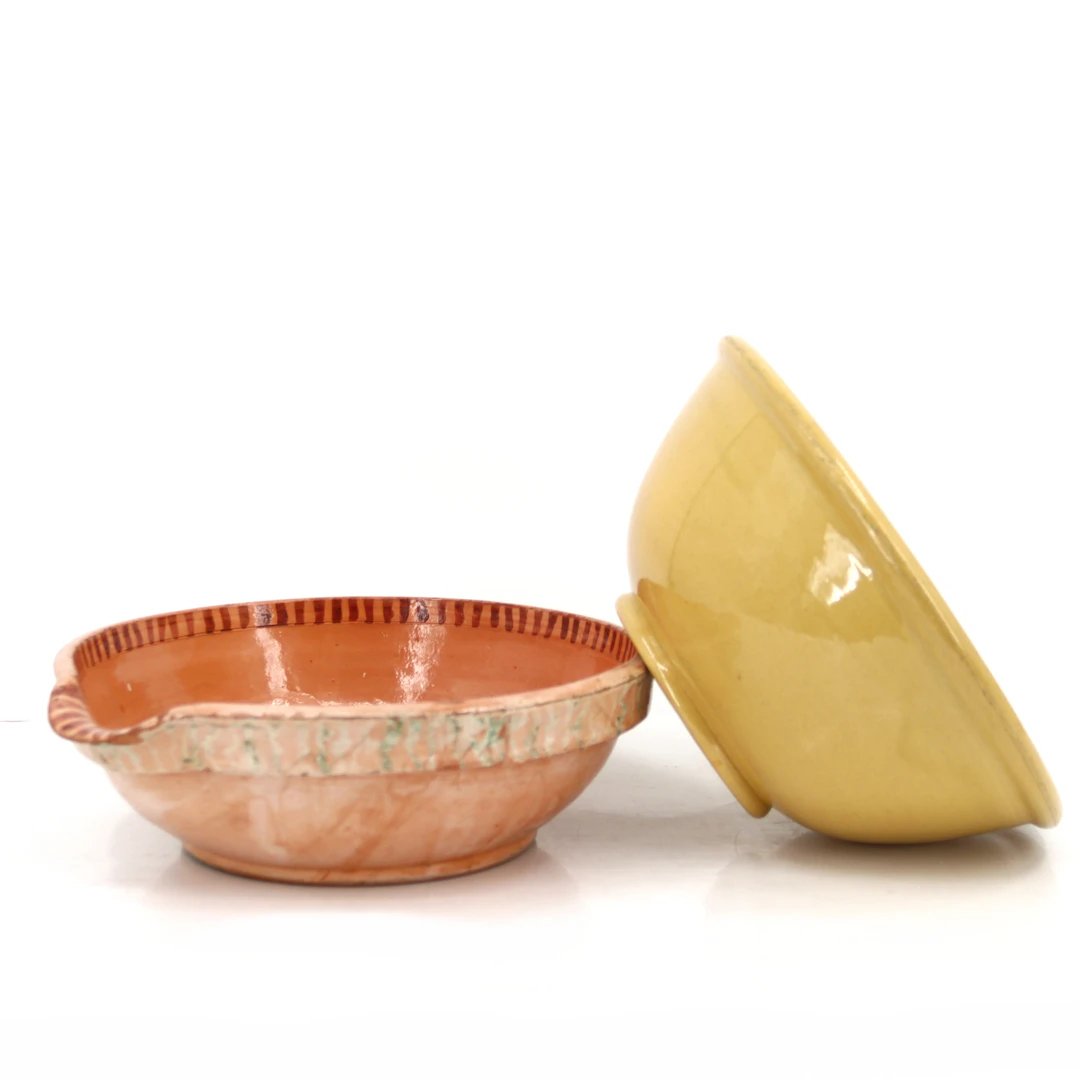 SKÅL och SPILKUM, 2 delar, blyglaserat stengods, glaserad keramik