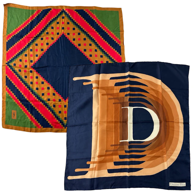 SCARFAR, 2 stycken, siden, Christian Dior & Yves saint Laurent, Frankrike.