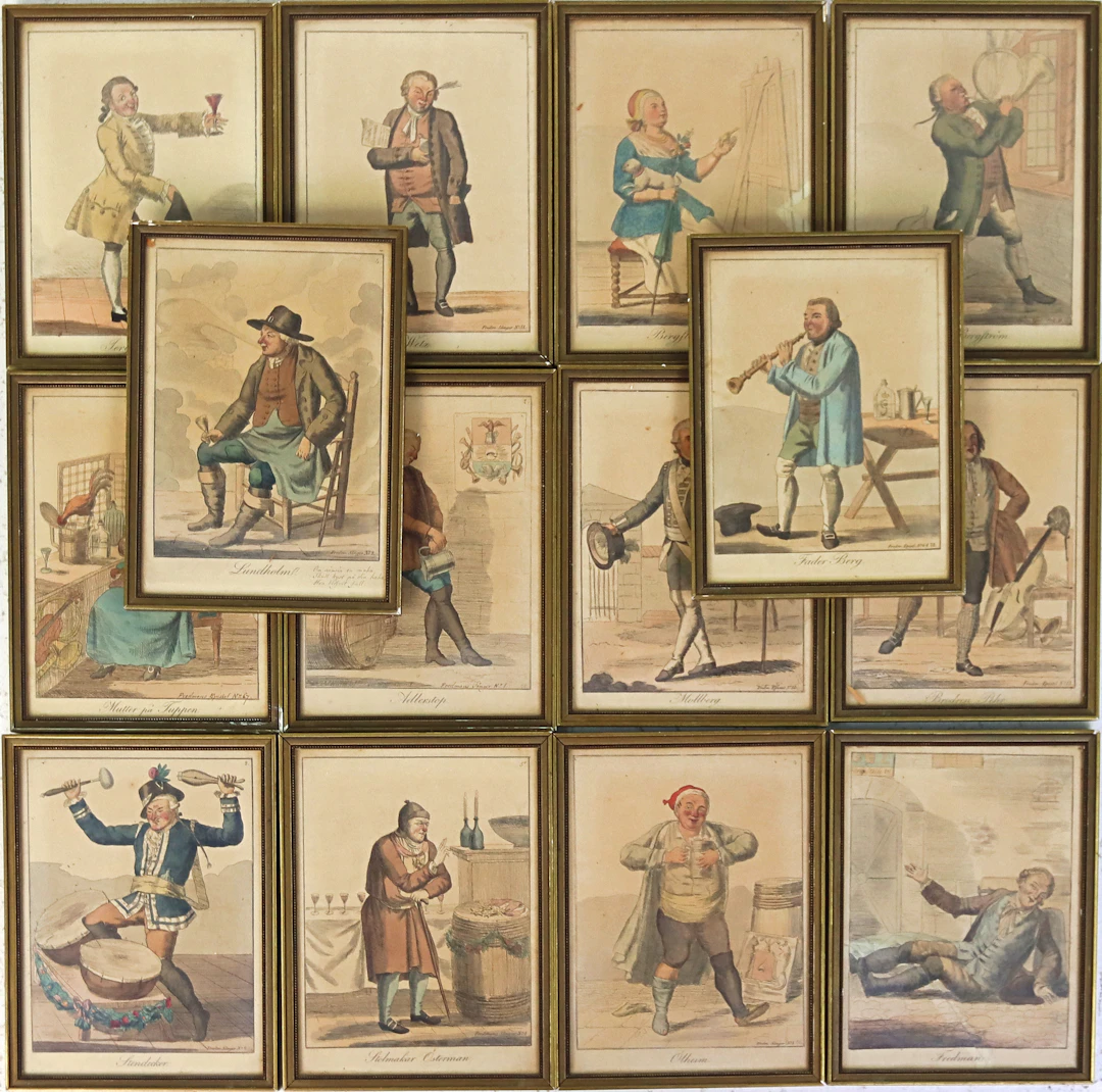 TRYCK 14 st, eft. etsningar, Fredmans Epistlar, 1900-tal.