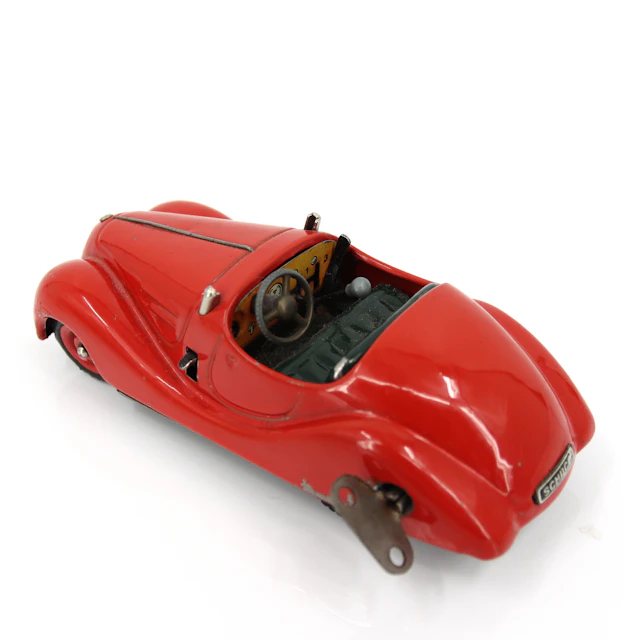 MODELLBIL, litograferad plåt, urverksbil, Schuco Examico 4001, 1900-tal.