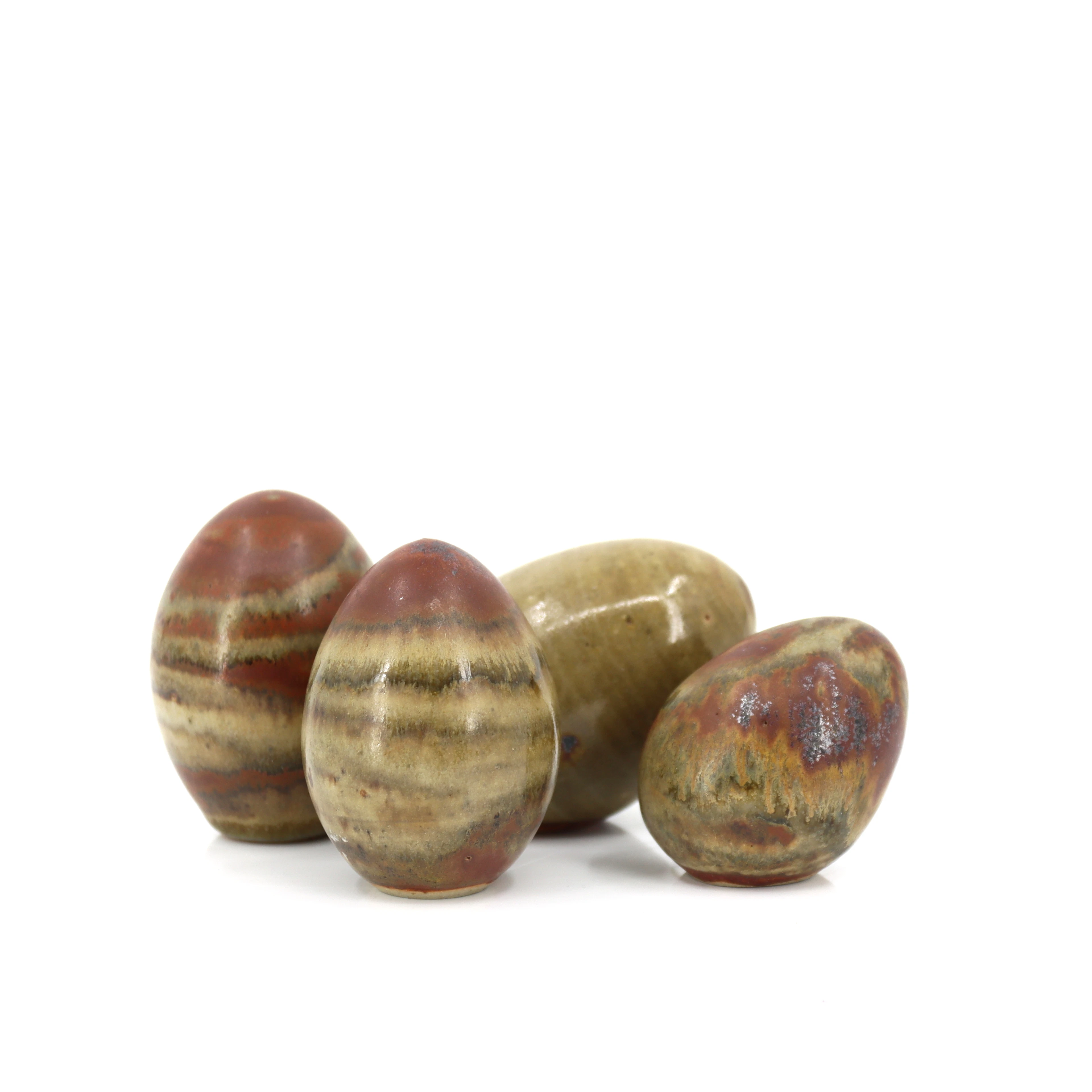 FIGURINER, 4 st, ägg, stengods, signerade JA, Höganäs.