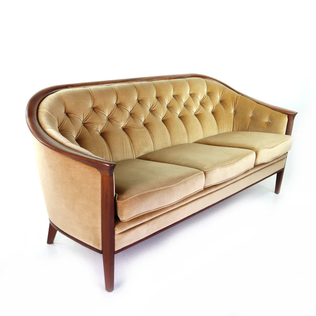 BERTIL FRIDHAGEN. Soffa, "Aristokrat", 3-sits, beigegul plyschklädsel