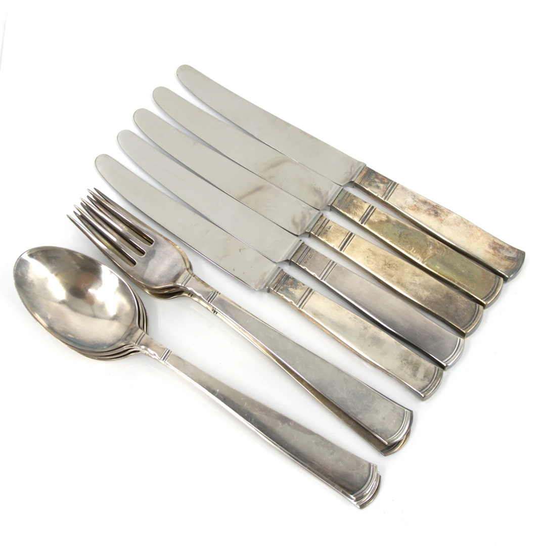 MATBESTICK, 15 delar, "Rosenholm", silver, Guldsmedsaktiebolaget i