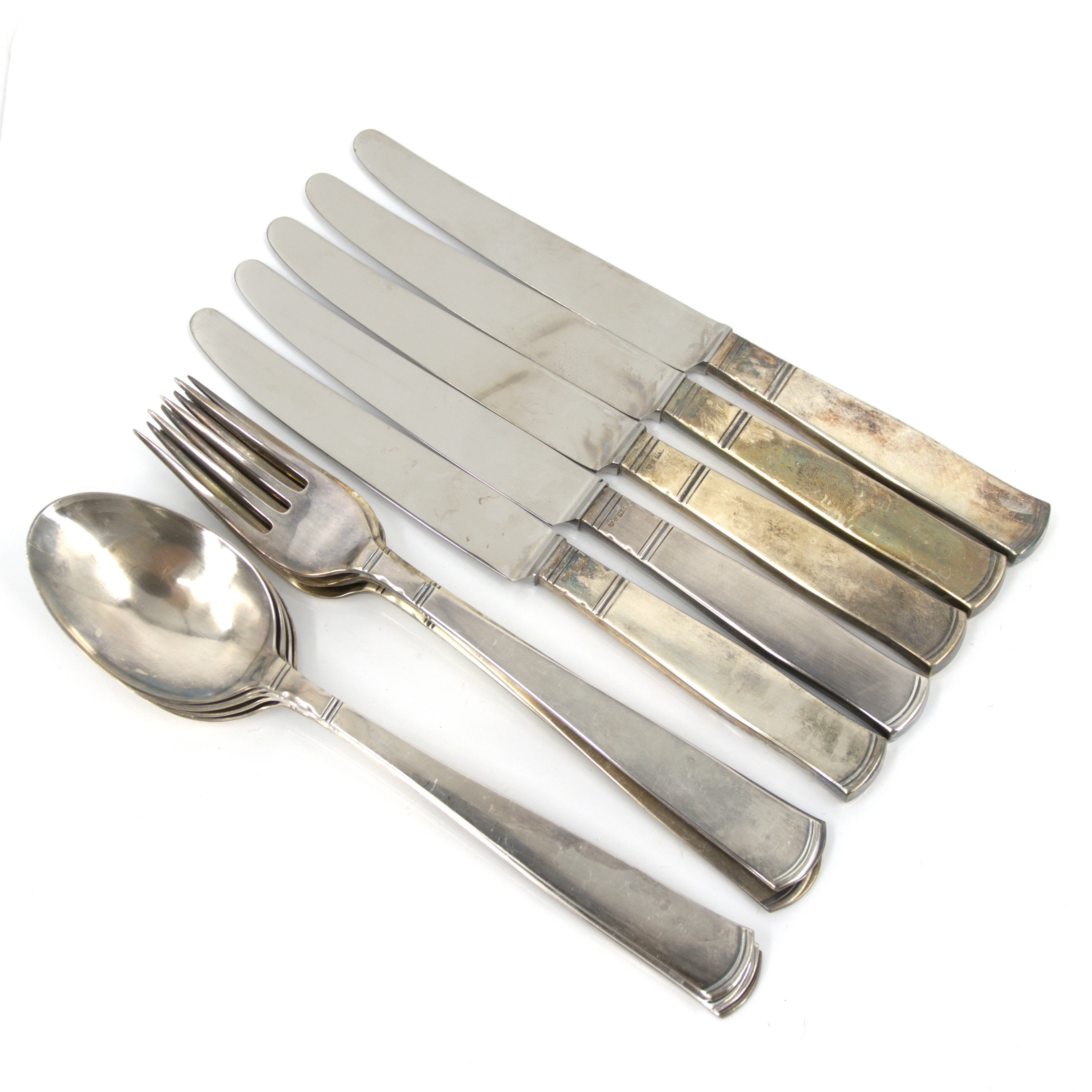 MATBESTICK, 15 delar, "Rosenholm", silver, Guldsmedsaktiebolaget i